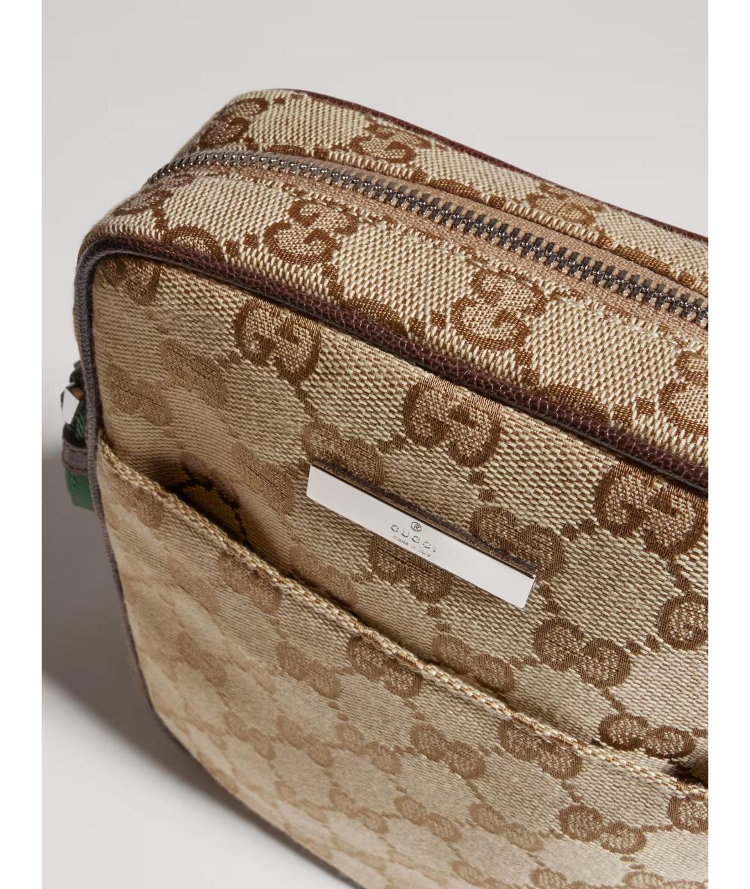 GUCCI Бежевая сумка на плечо из канвы, фото 6