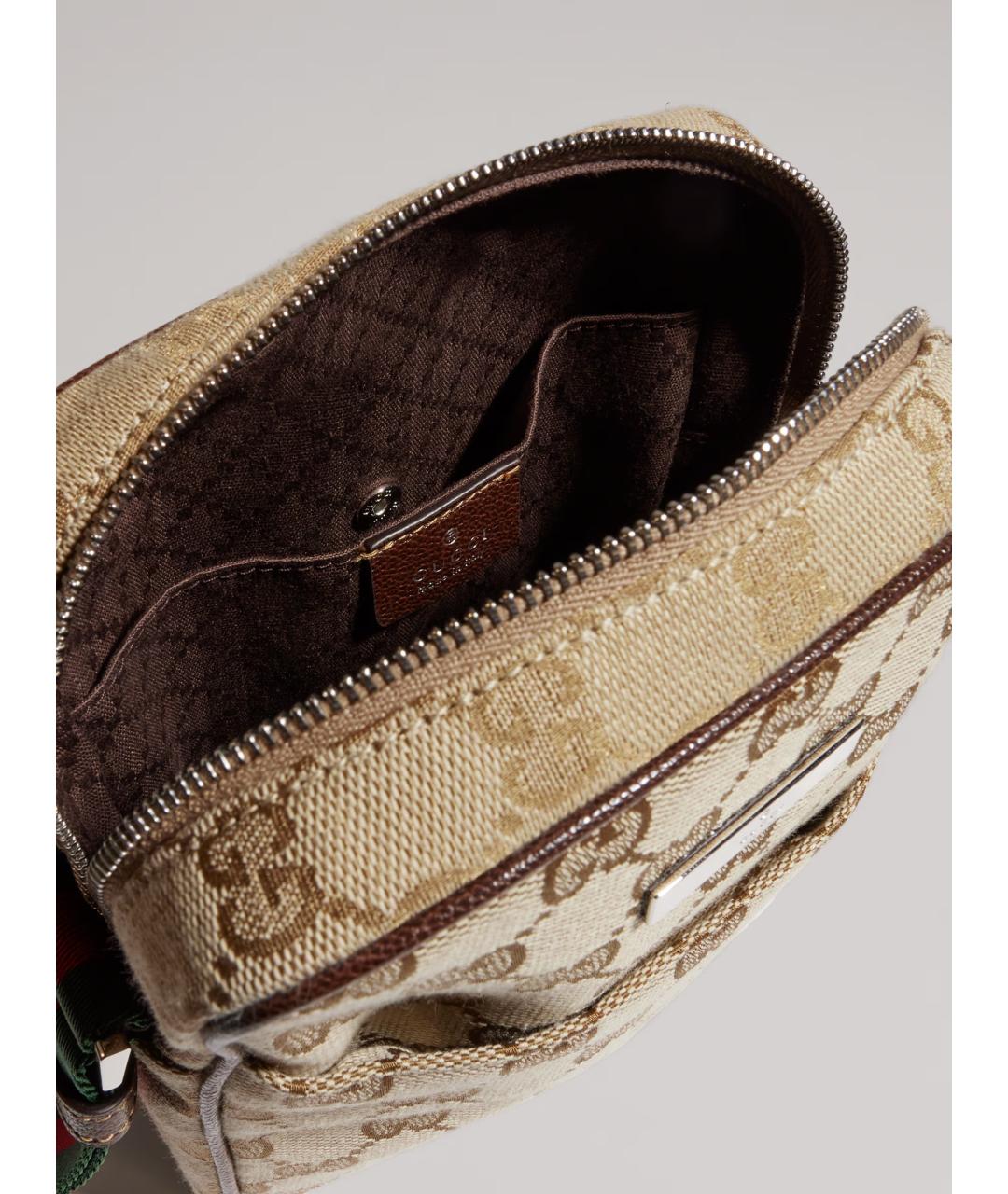 GUCCI Бежевая сумка на плечо из канвы, фото 4