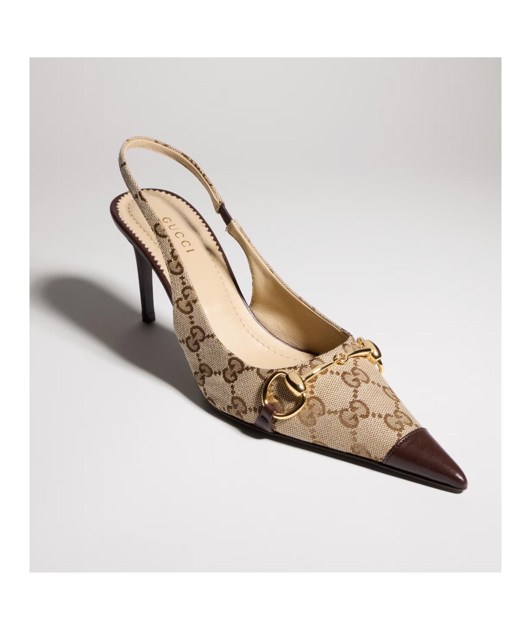 GUCCI Бежевые текстильные туфли, фото 2