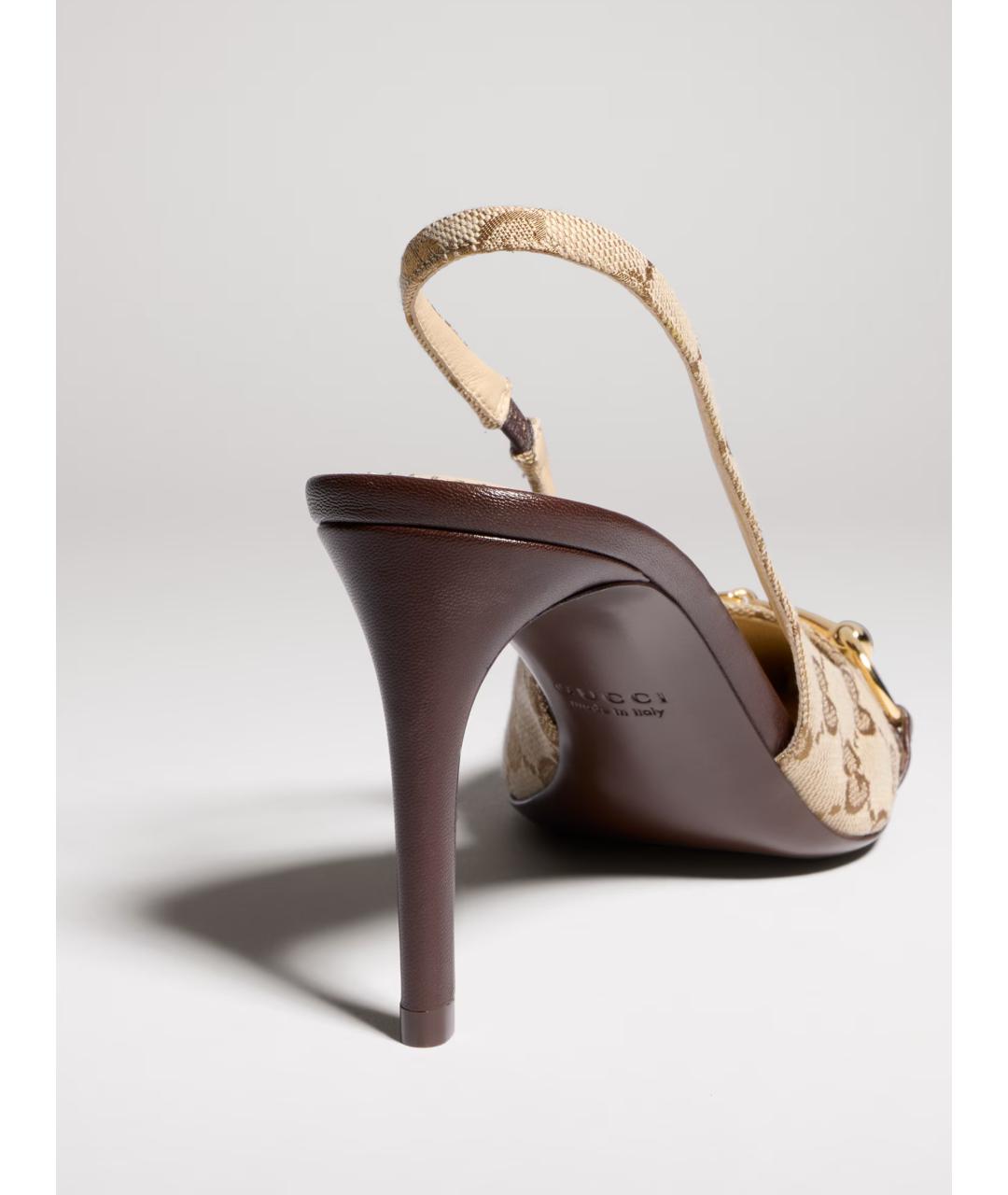 GUCCI Бежевые текстильные туфли, фото 4