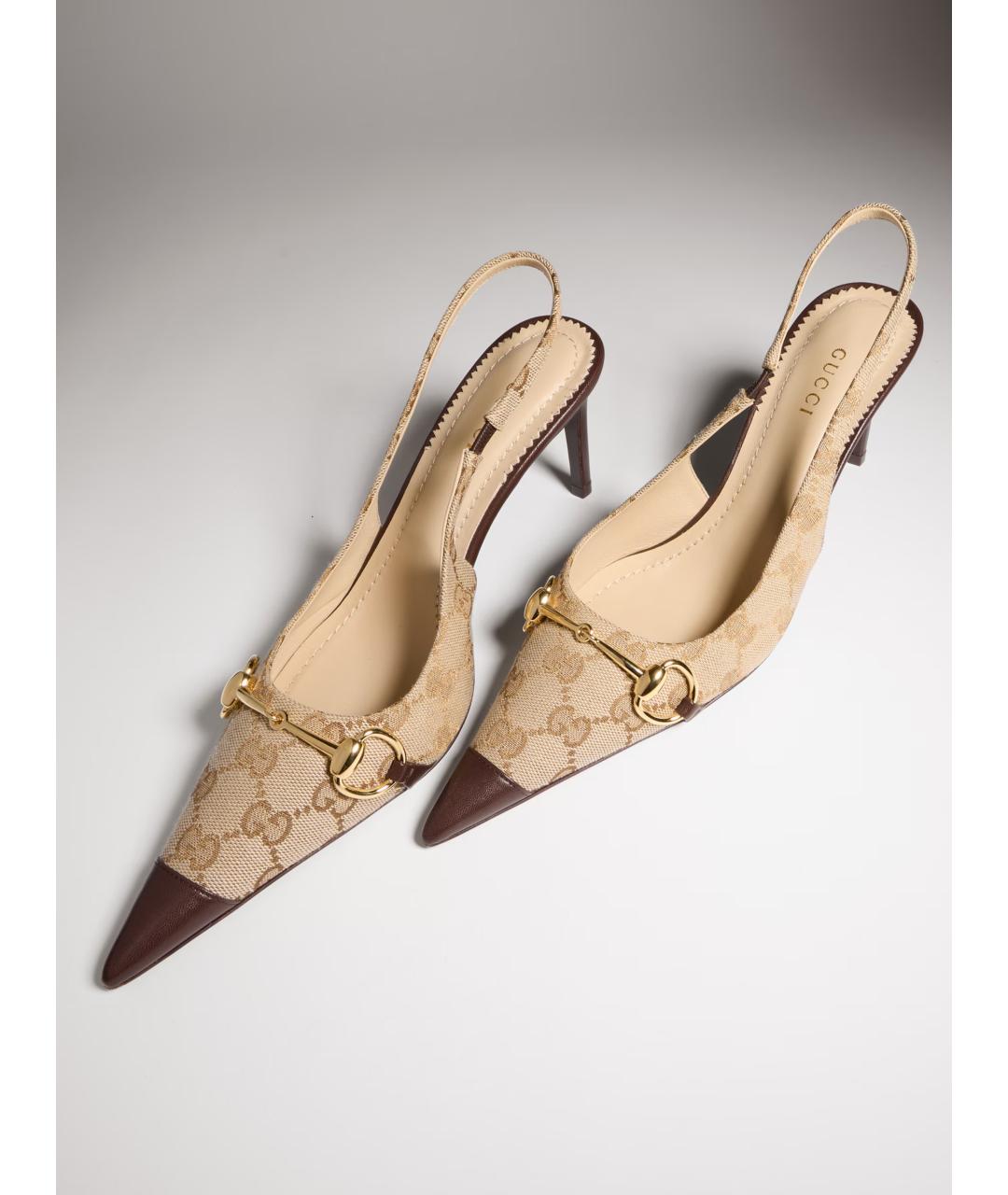 GUCCI Бежевые текстильные туфли, фото 3