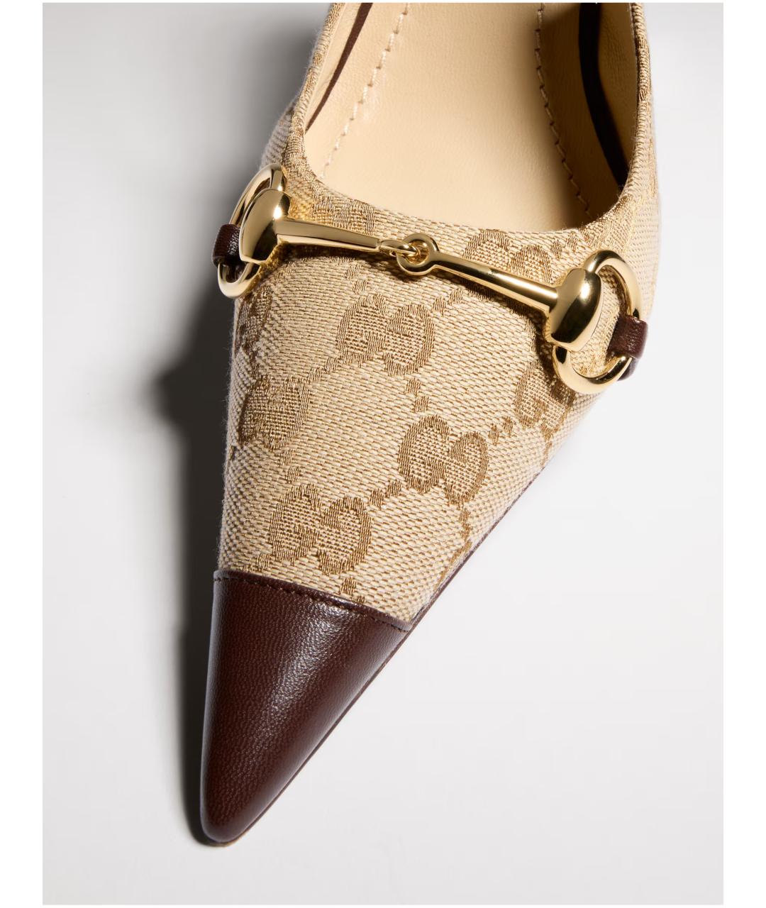 GUCCI Бежевые текстильные туфли, фото 5