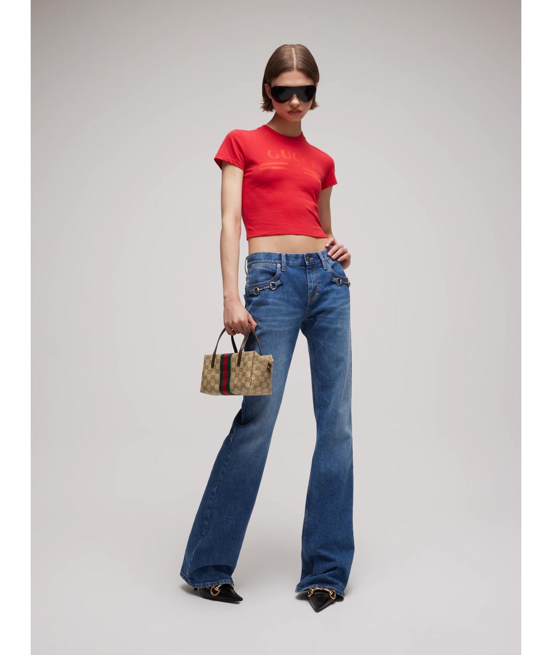 GUCCI Бежевая сумка тоут из канвы, фото 4