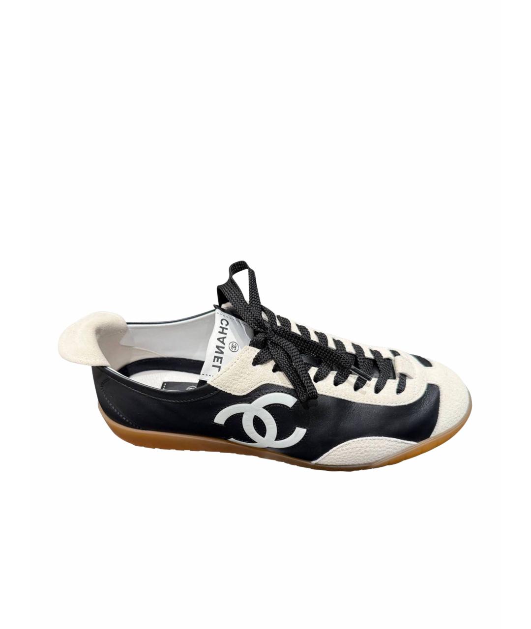 CHANEL Черные кожаные кеды, фото 1