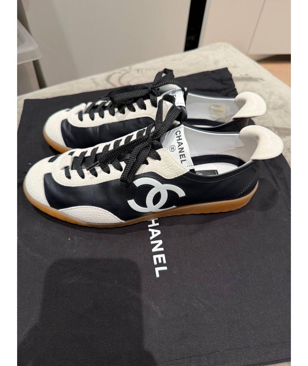 CHANEL Черные кожаные кеды, фото 2
