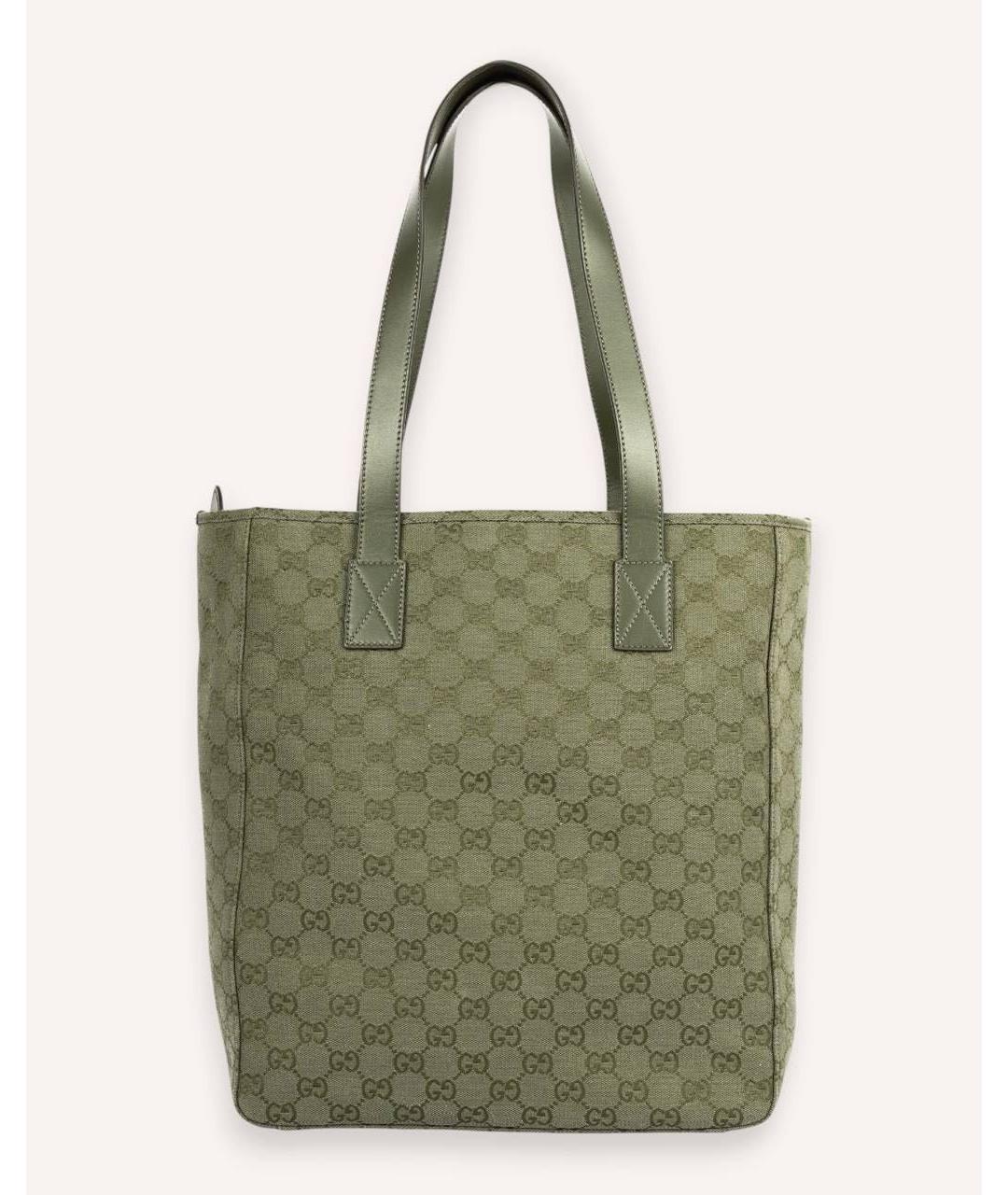 GUCCI Хаки сумка тоут из канвы, фото 2