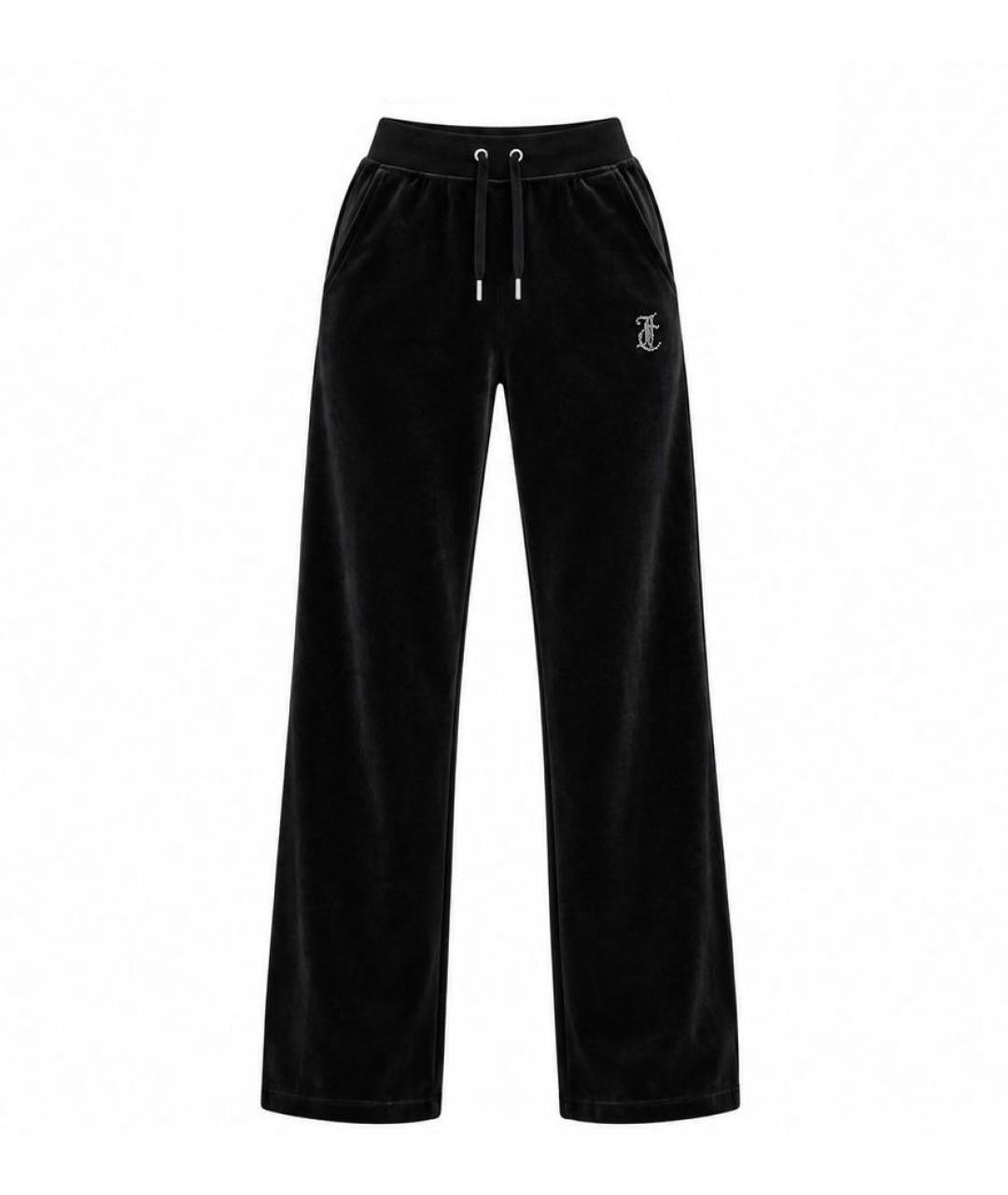 JUICY COUTURE Черные велюровые прямые брюки, фото 1