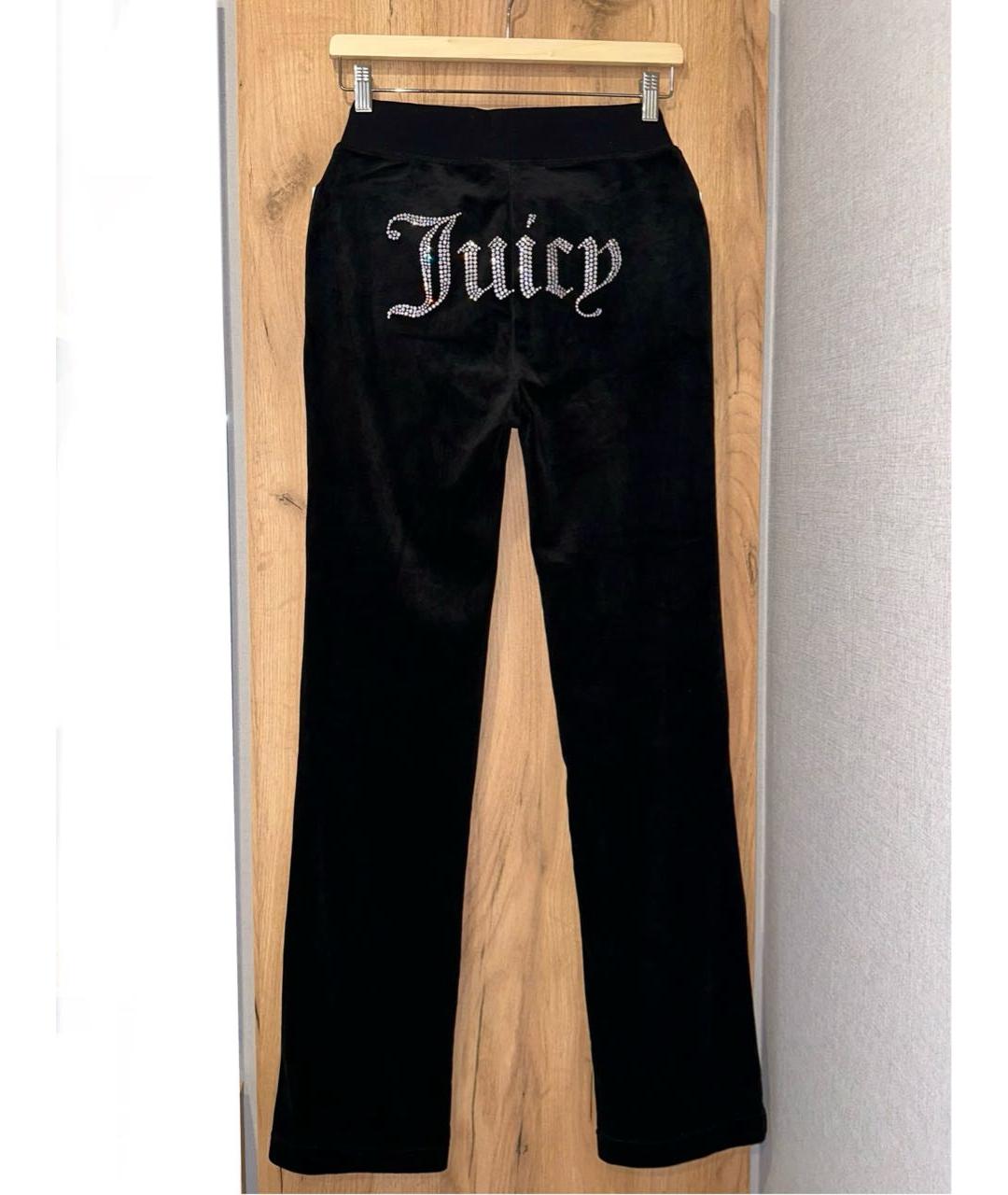 JUICY COUTURE Черные велюровые прямые брюки, фото 3