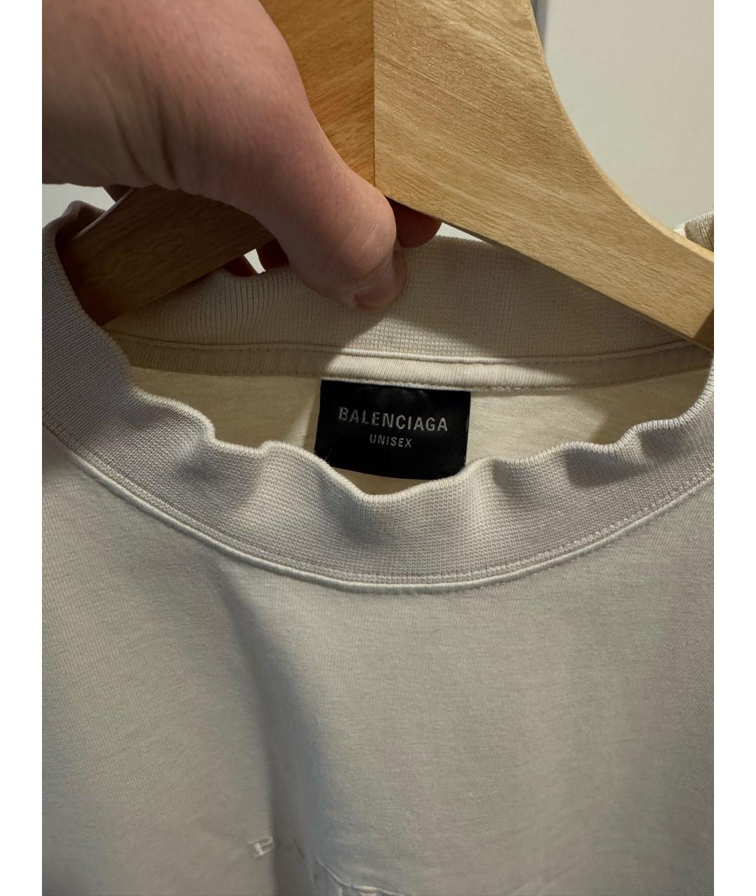 BALENCIAGA Бежевая хлопковая футболка, фото 3