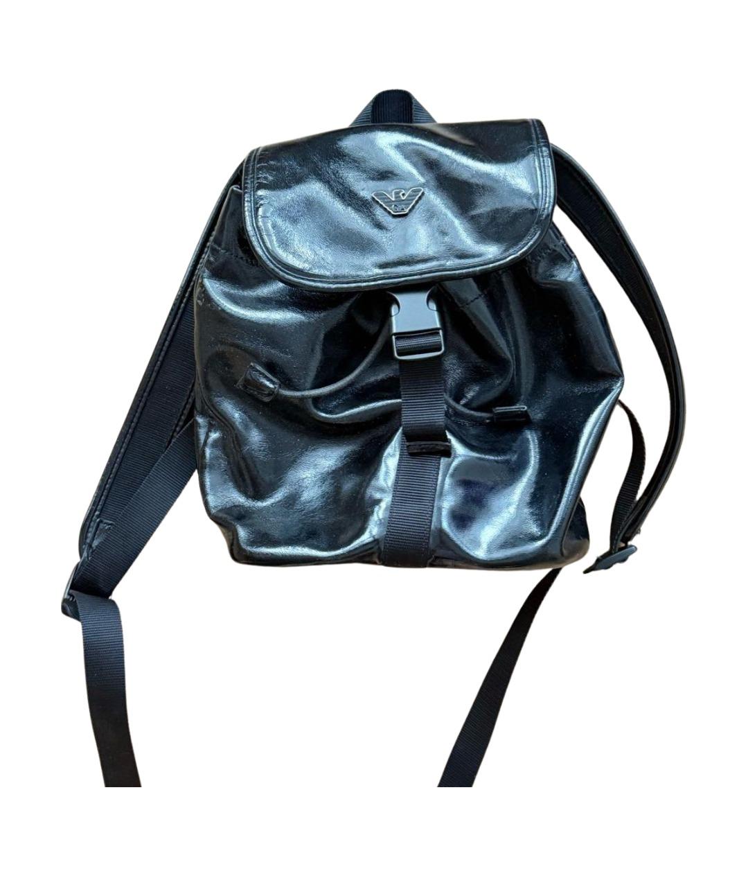 EMPORIO ARMANI Черный рюкзак из искусственной кожи, фото 1