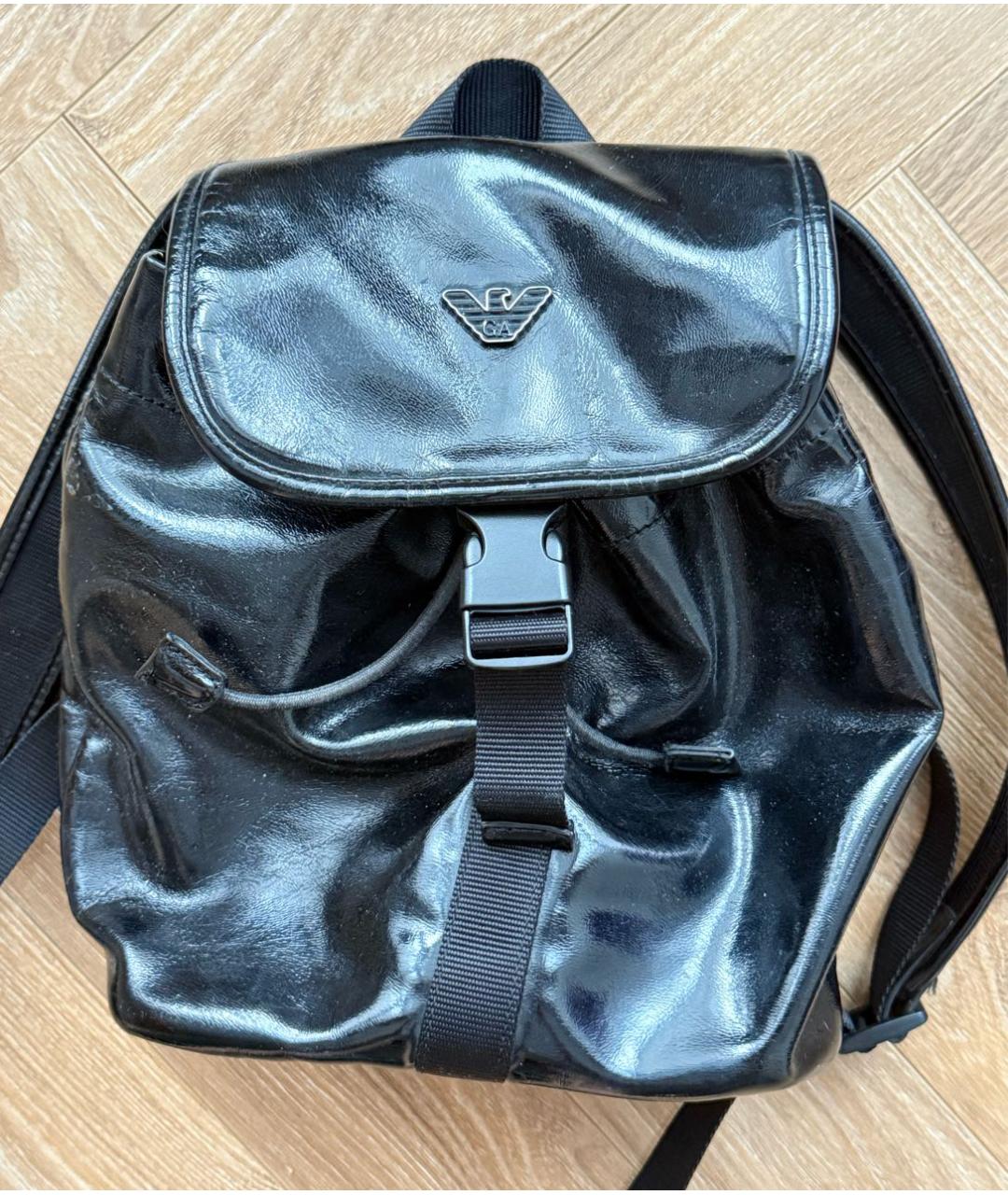 EMPORIO ARMANI Черный рюкзак из искусственной кожи, фото 2
