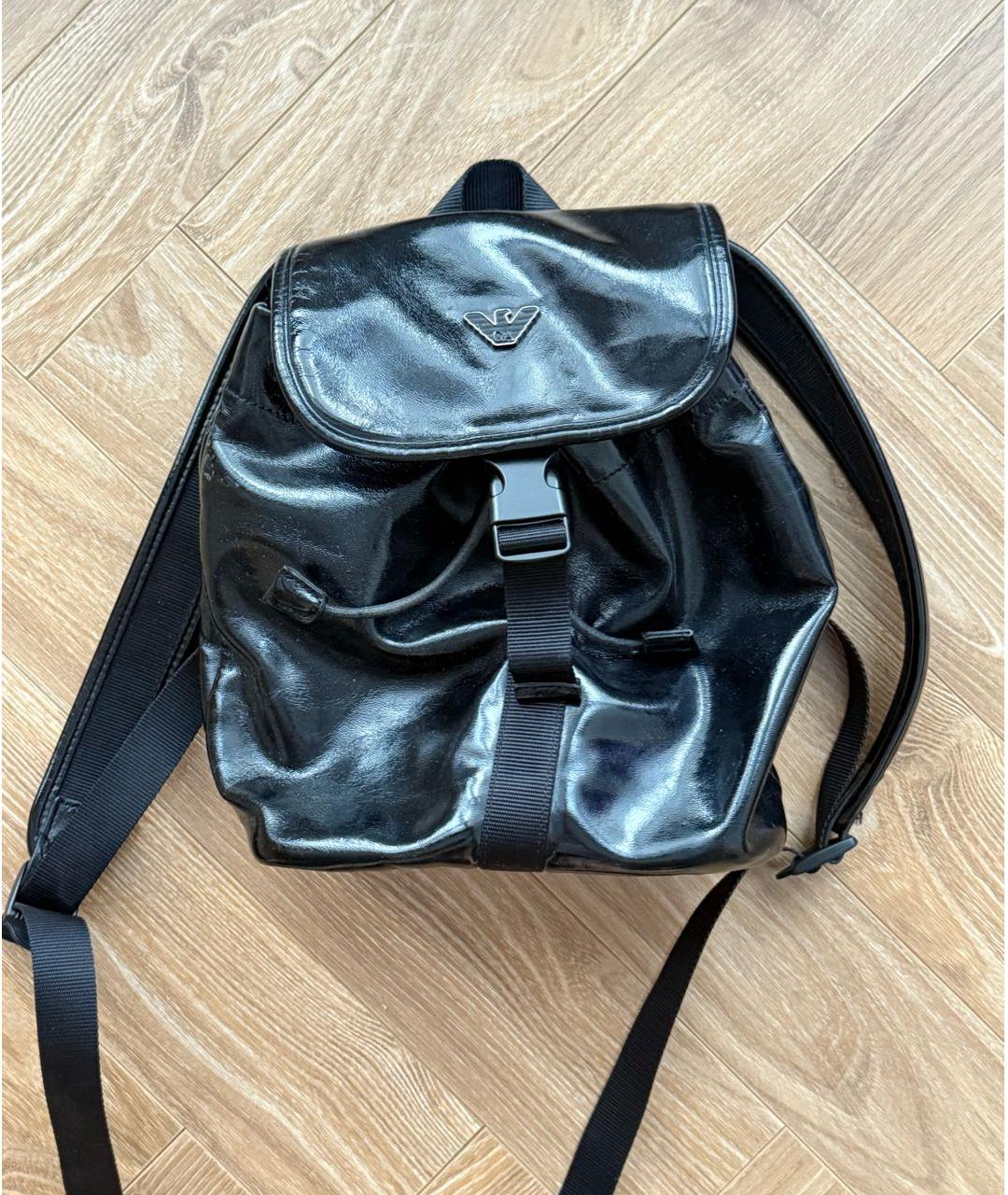 EMPORIO ARMANI Черный рюкзак из искусственной кожи, фото 5