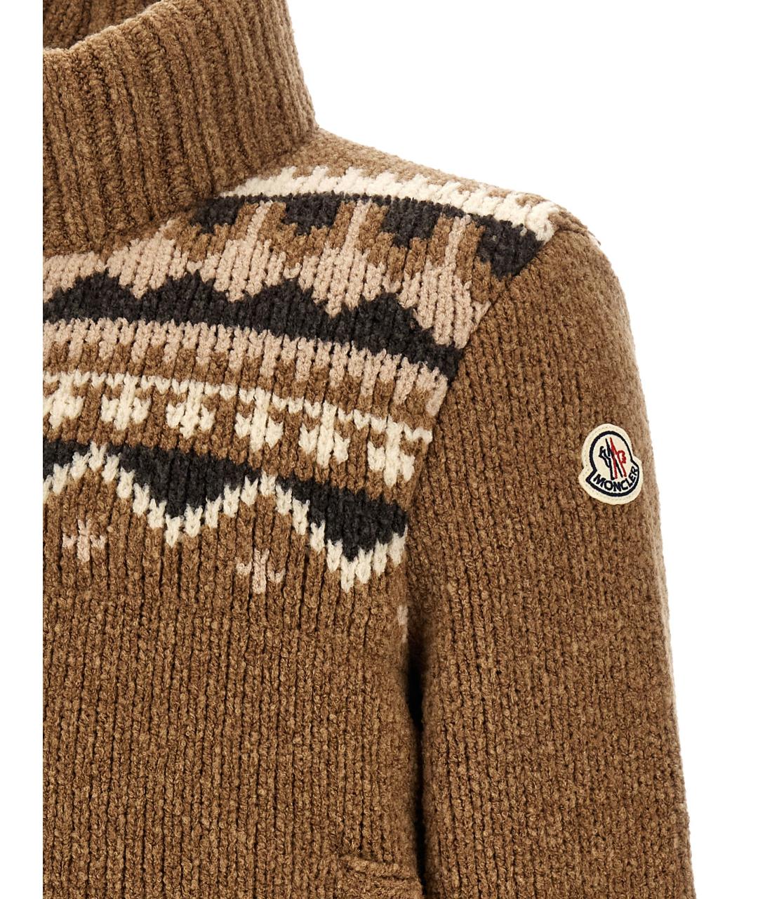 MONCLER Коричневый шерстяной кардиган, фото 4