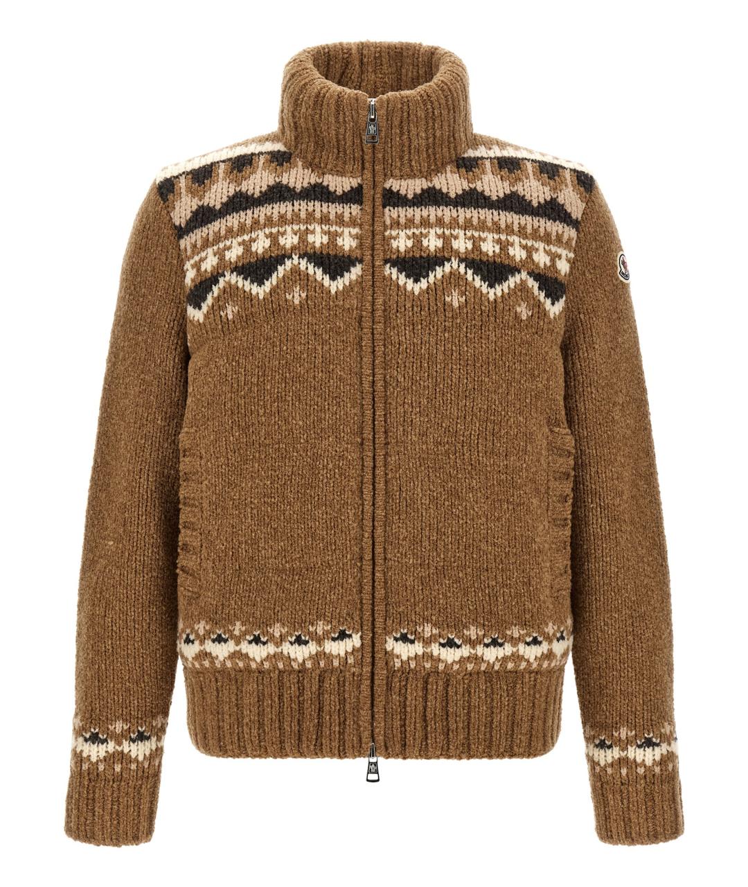 MONCLER Коричневый шерстяной кардиган, фото 1
