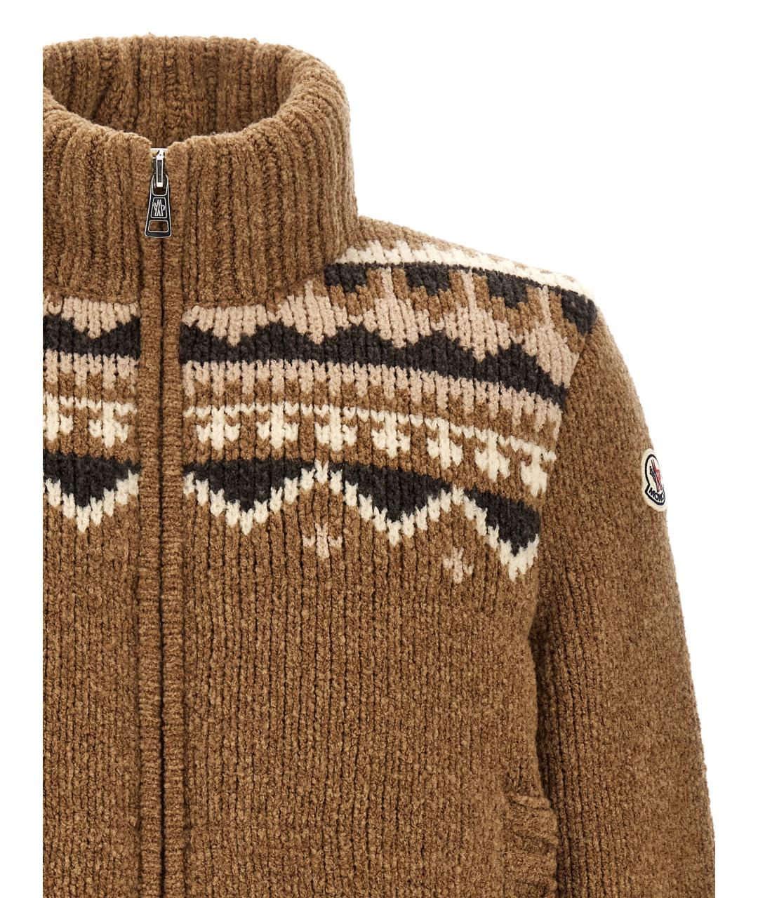 MONCLER Коричневый шерстяной кардиган, фото 3