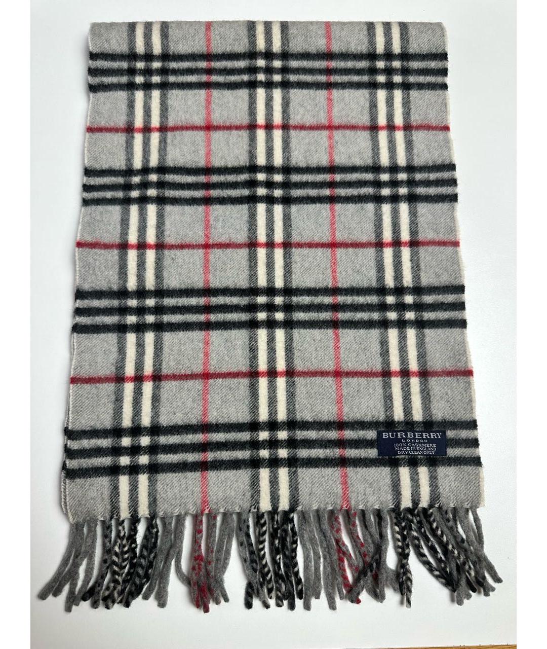 BURBERRY Серый кашемировый шарф, фото 4