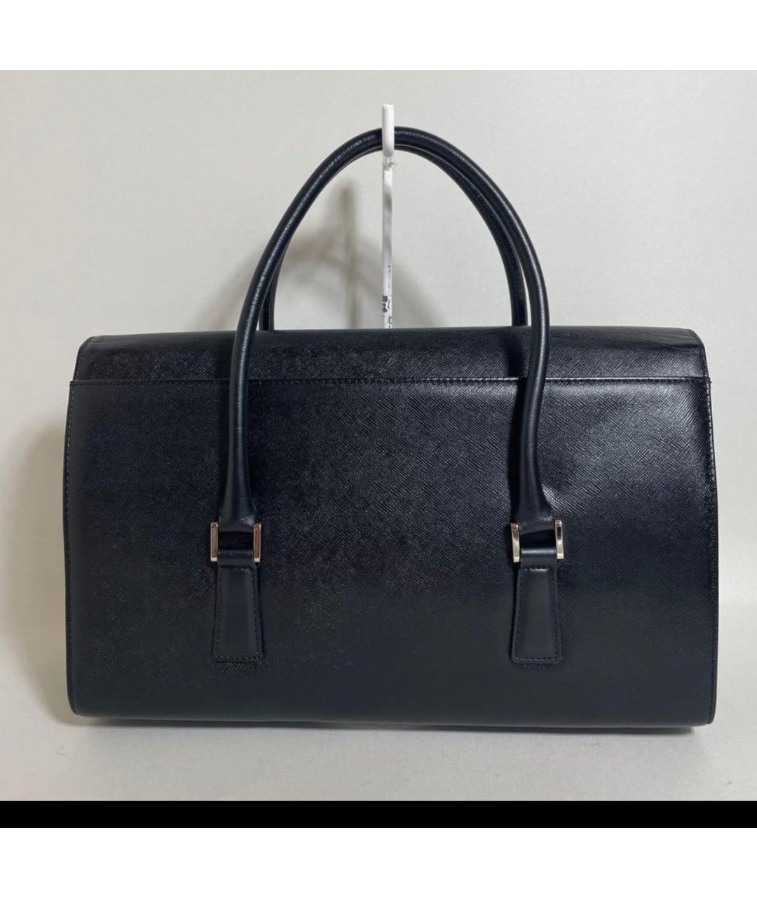 BURBERRY Черная кожаная сумка с короткими ручками, фото 2