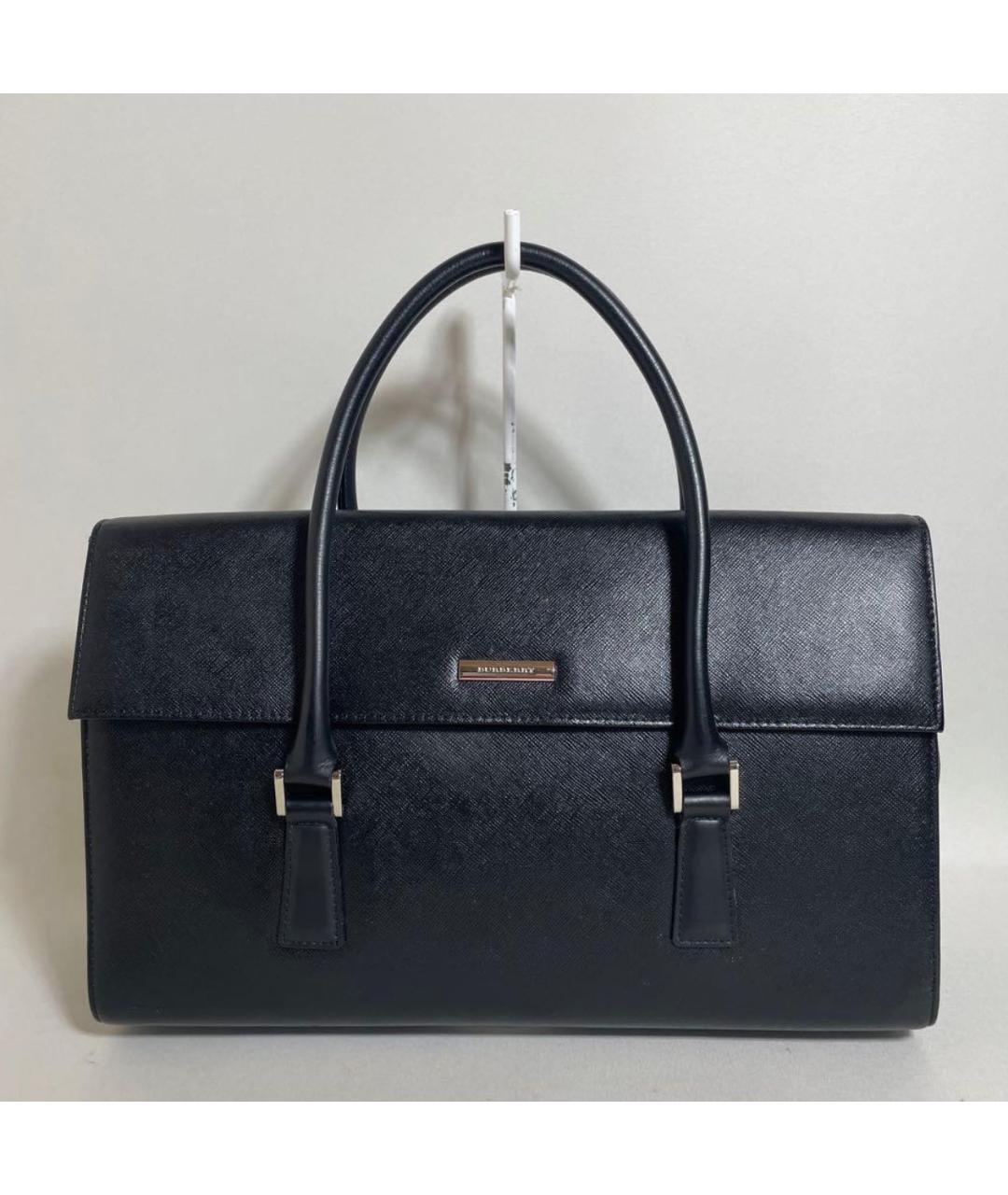BURBERRY Черная кожаная сумка с короткими ручками, фото 9
