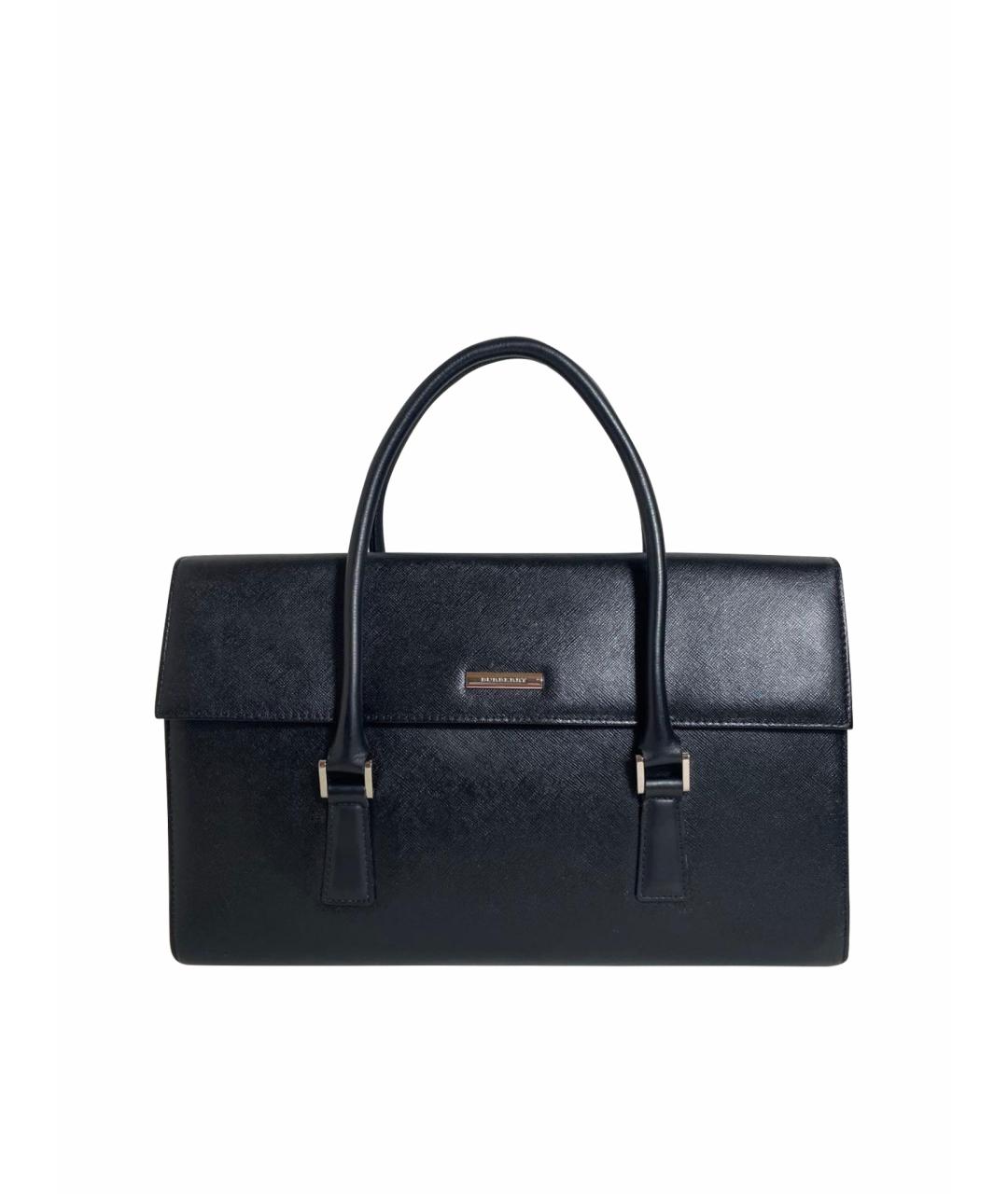 BURBERRY Черная кожаная сумка с короткими ручками, фото 1