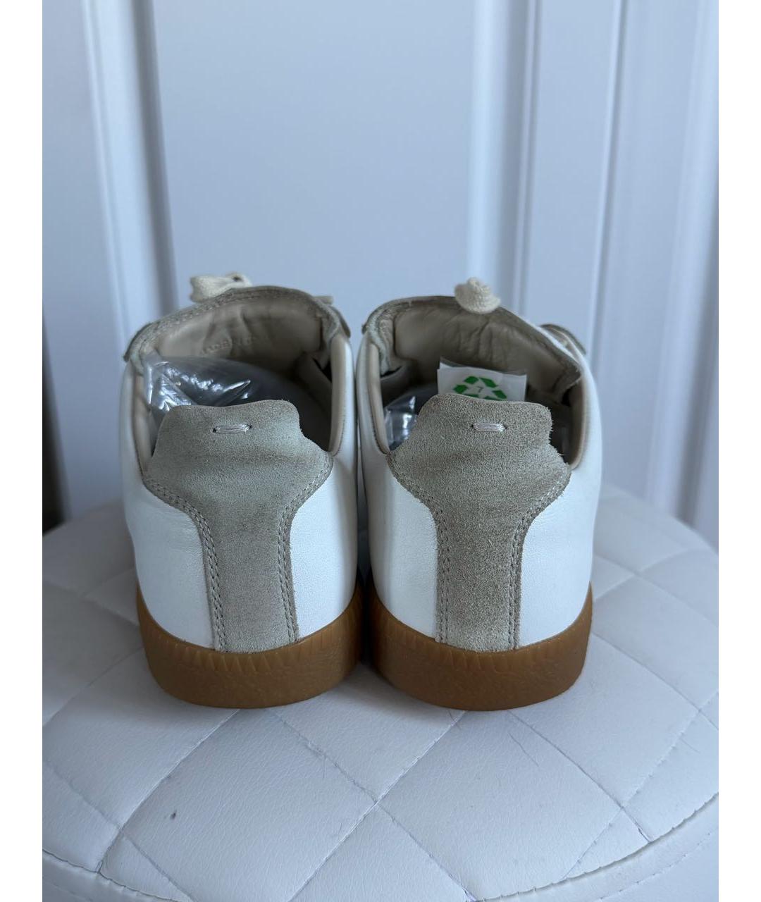 MAISON MARGIELA Бежевые кожаные кеды, фото 4