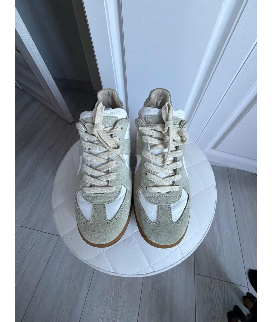 MAISON MARGIELA Бежевые кожаные кеды, фото 2