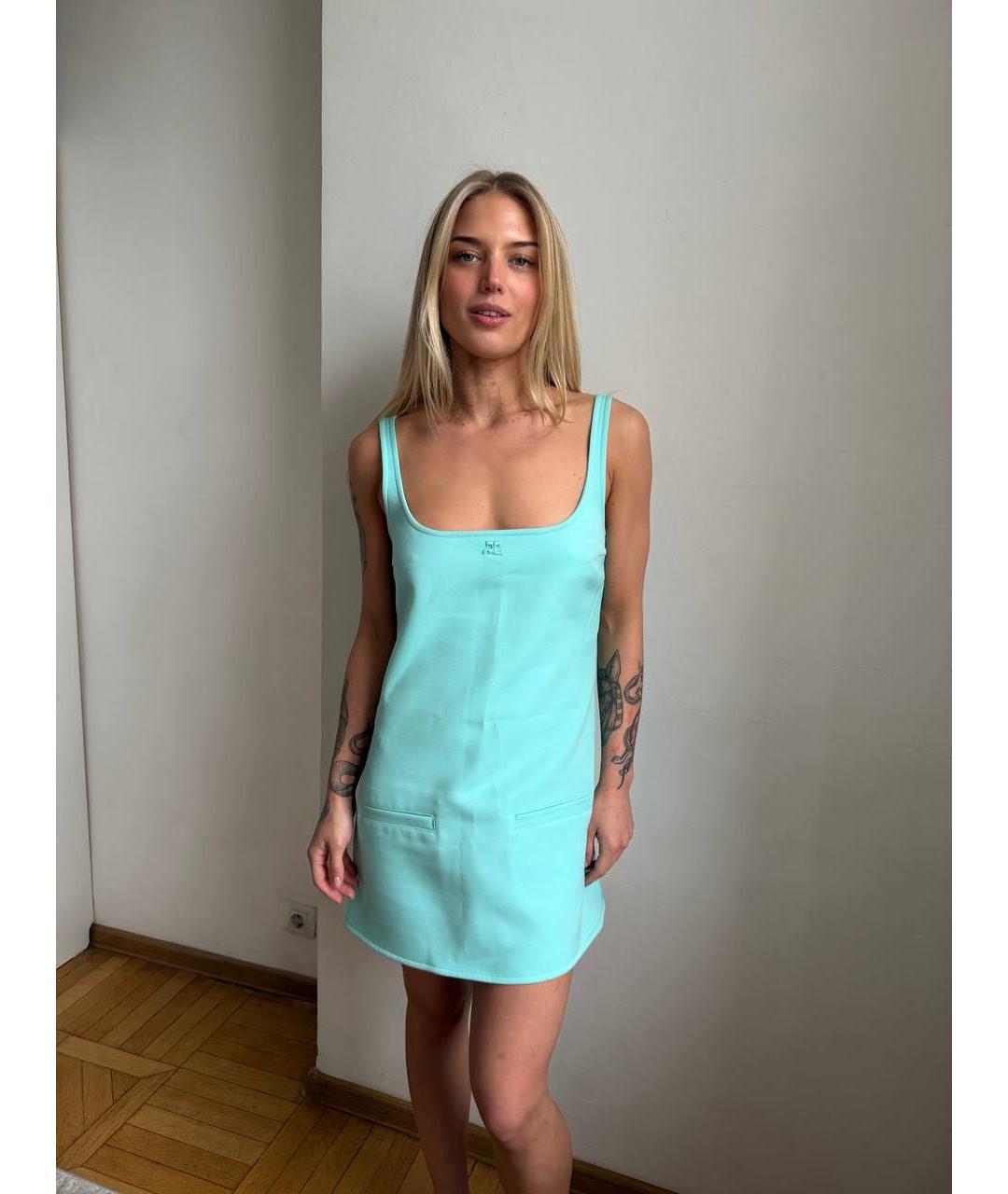 COURREGES Бирюзовое полиэстеровое платье, фото 5