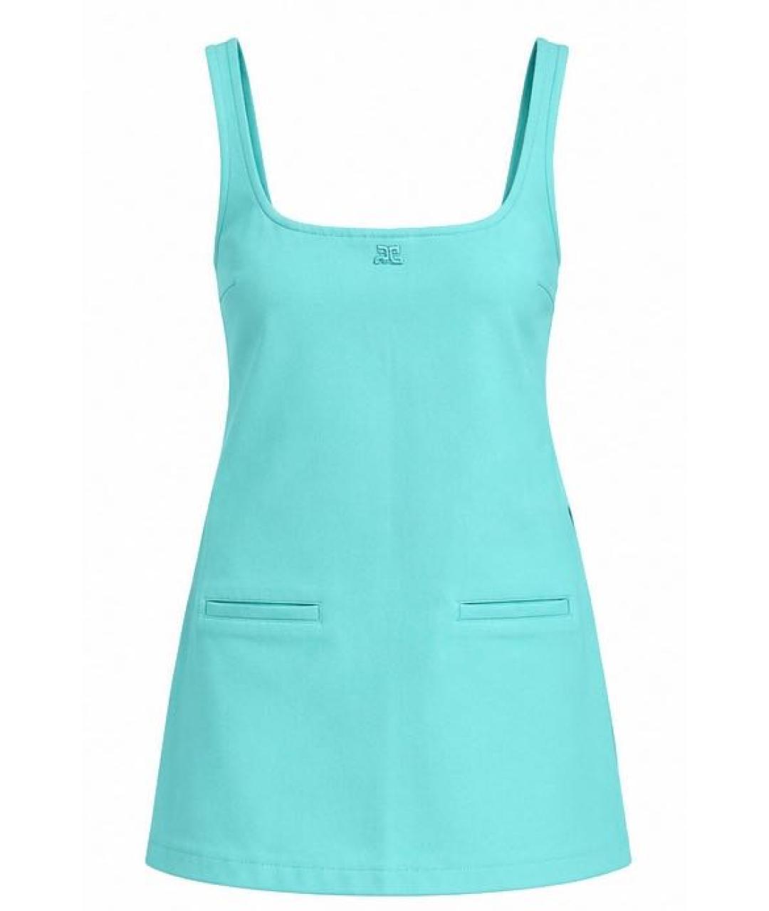COURREGES Бирюзовое полиэстеровое платье, фото 1