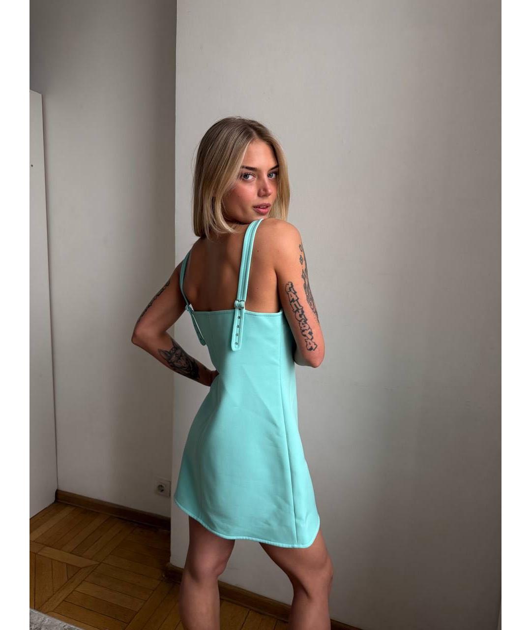 COURREGES Бирюзовое полиэстеровое платье, фото 4