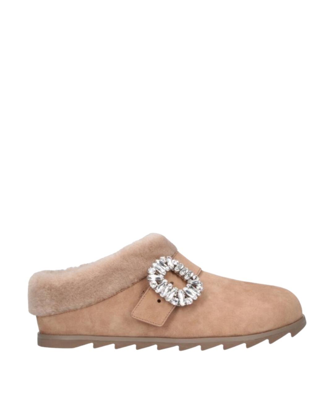 ROGER VIVIER Бежевые кожаные сабо, фото 1