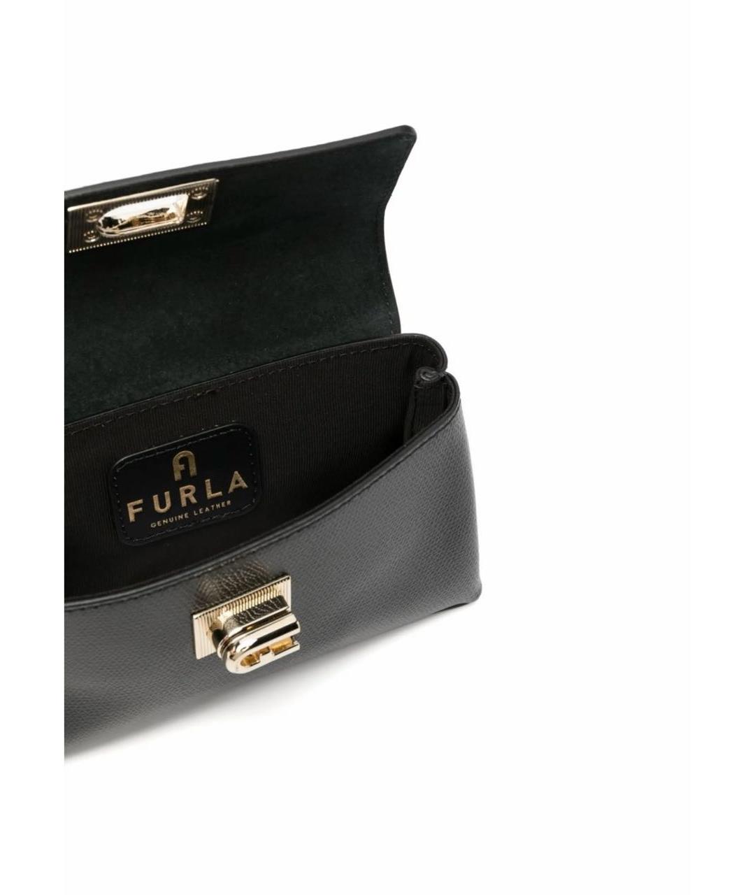 FURLA Черная кожаная сумка с короткими ручками, фото 4