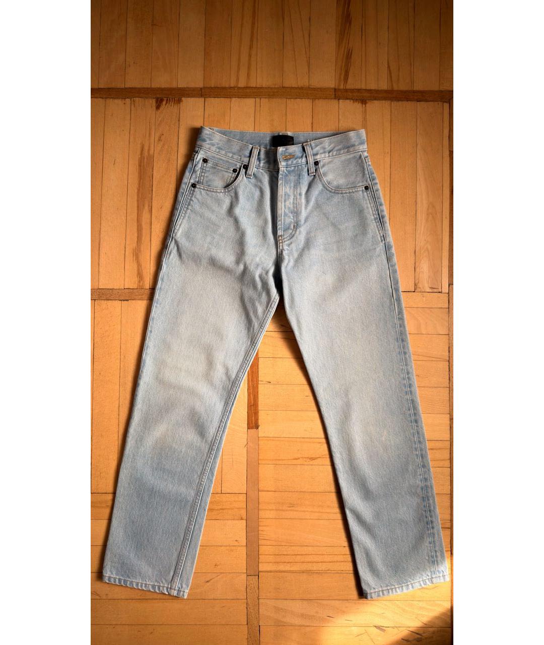 SAINT LAURENT Голубые хлопковые прямые джинсы, фото 5