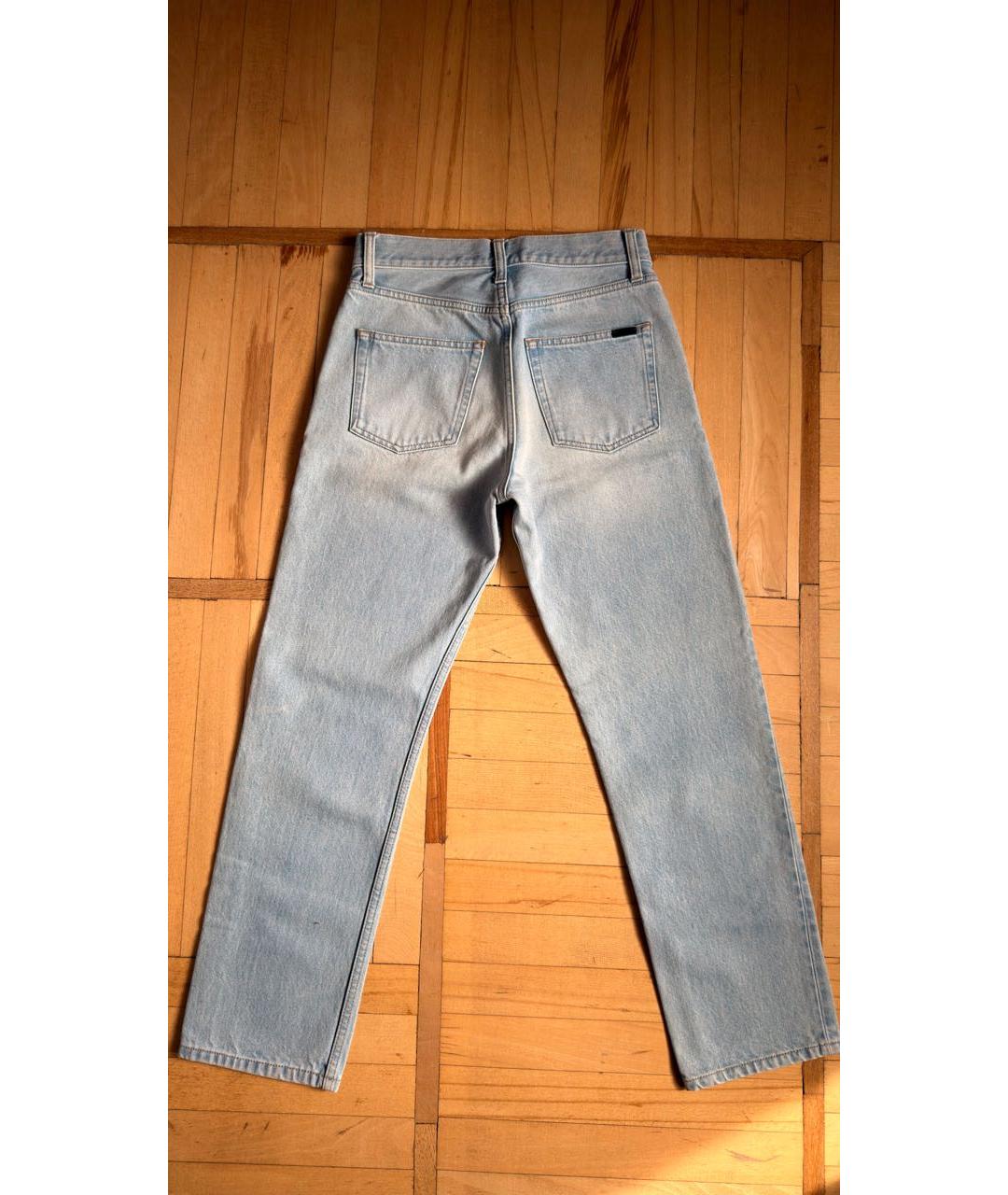SAINT LAURENT Голубые хлопковые прямые джинсы, фото 2