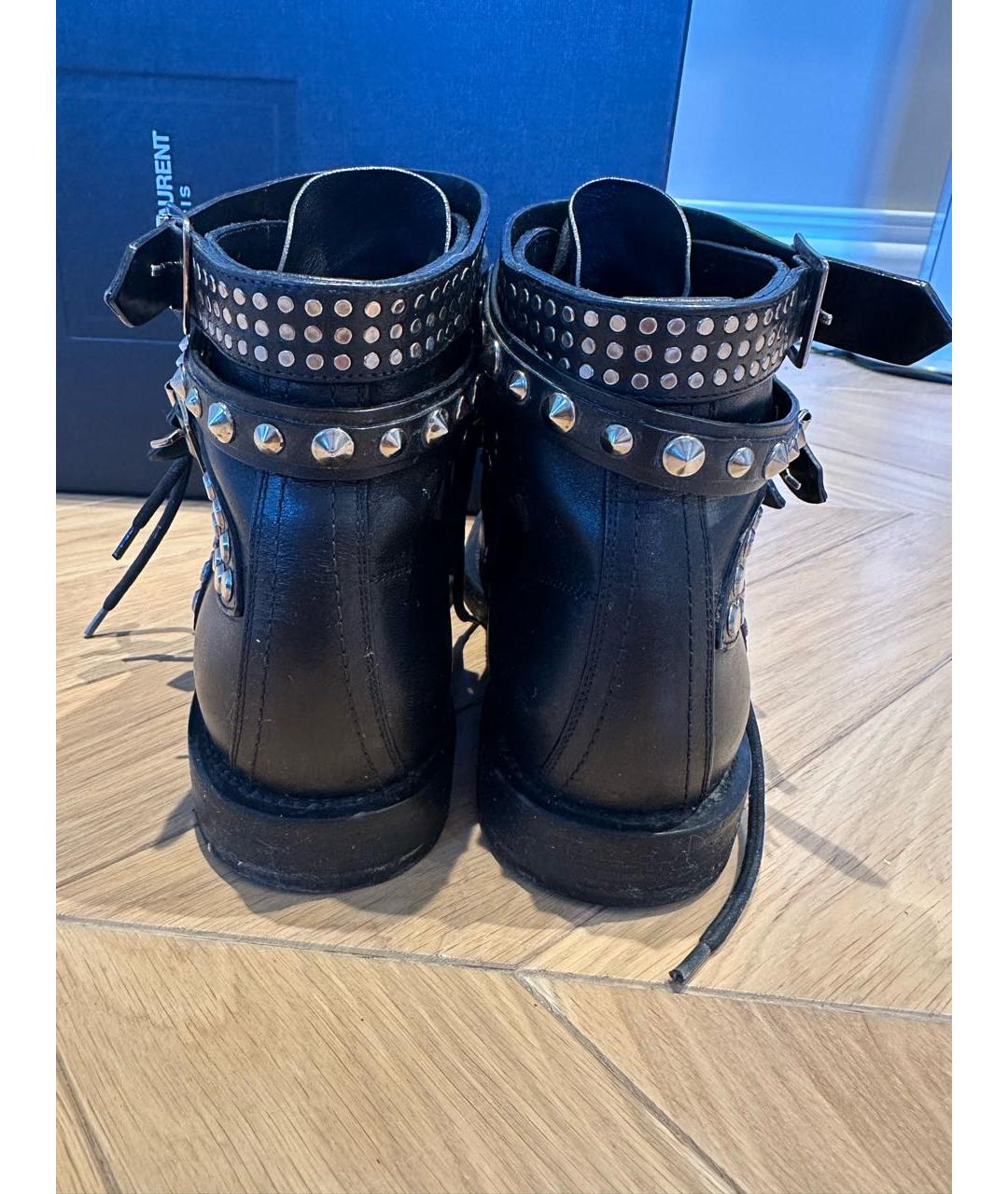 SAINT LAURENT Черные кожаные ботинки, фото 3