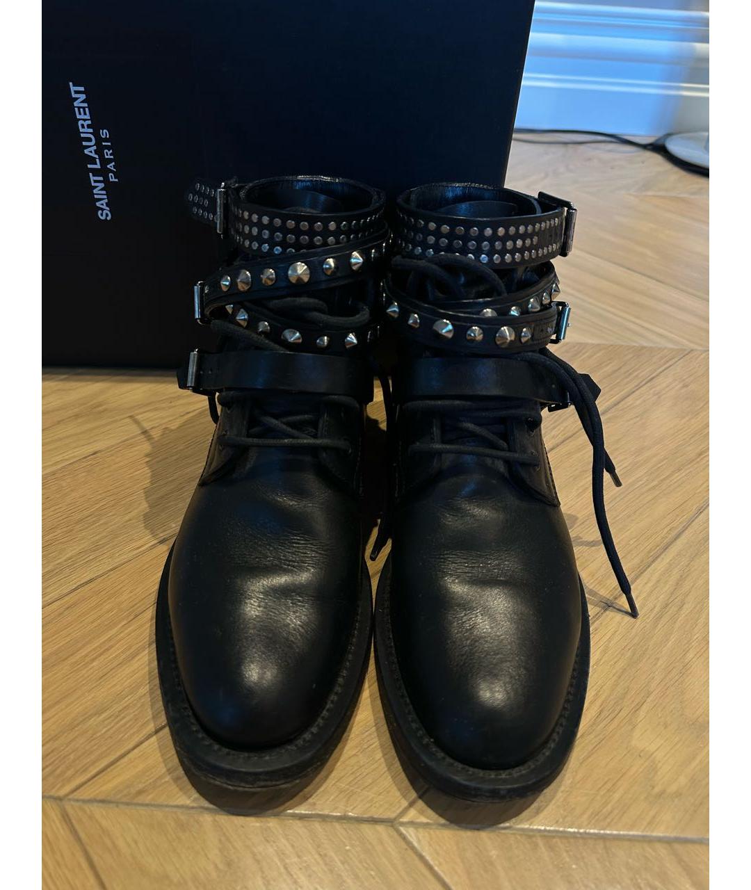 SAINT LAURENT Черные кожаные ботинки, фото 2