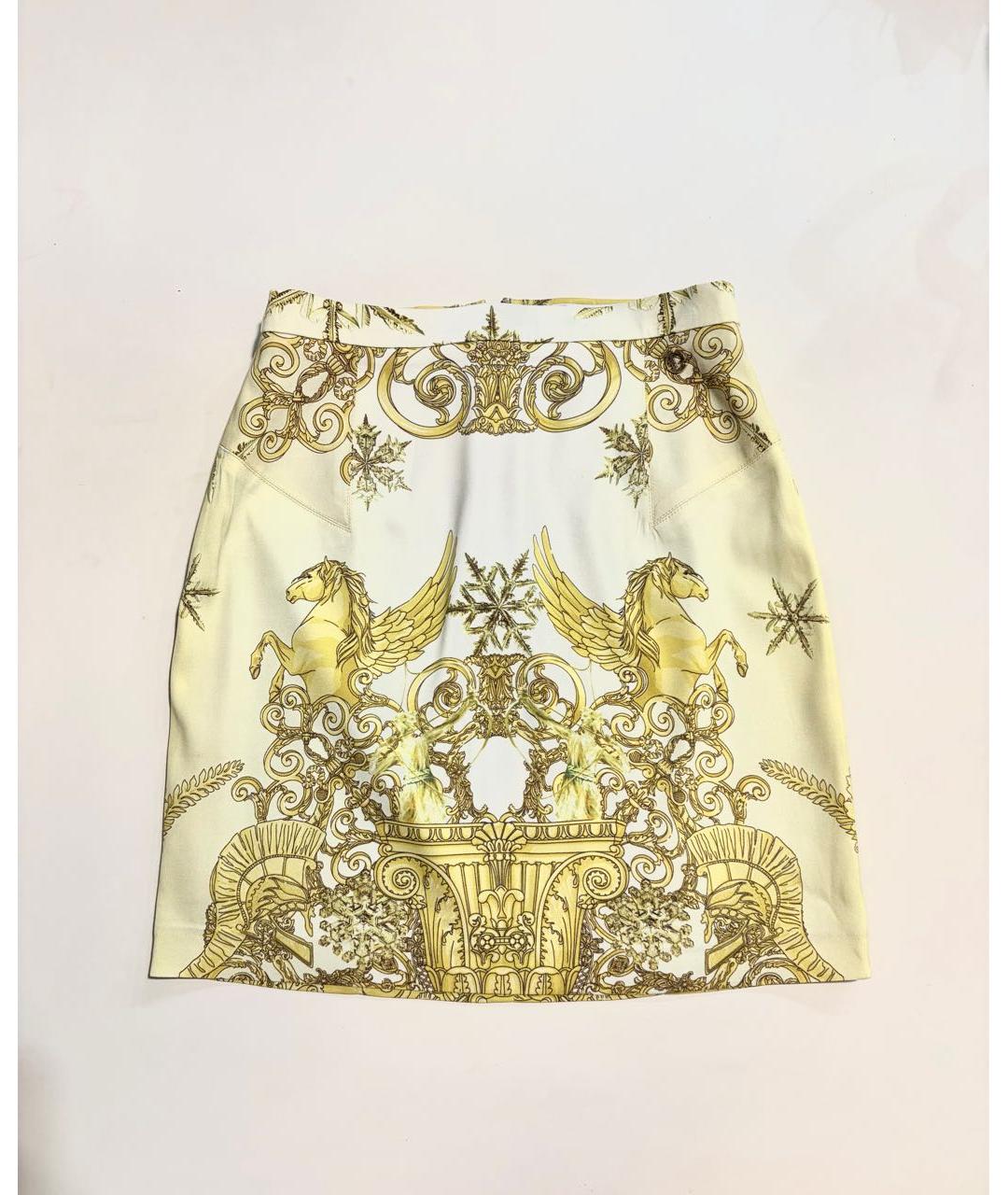 VERSACE COLLECTION Желтая креповая юбка мини, фото 8