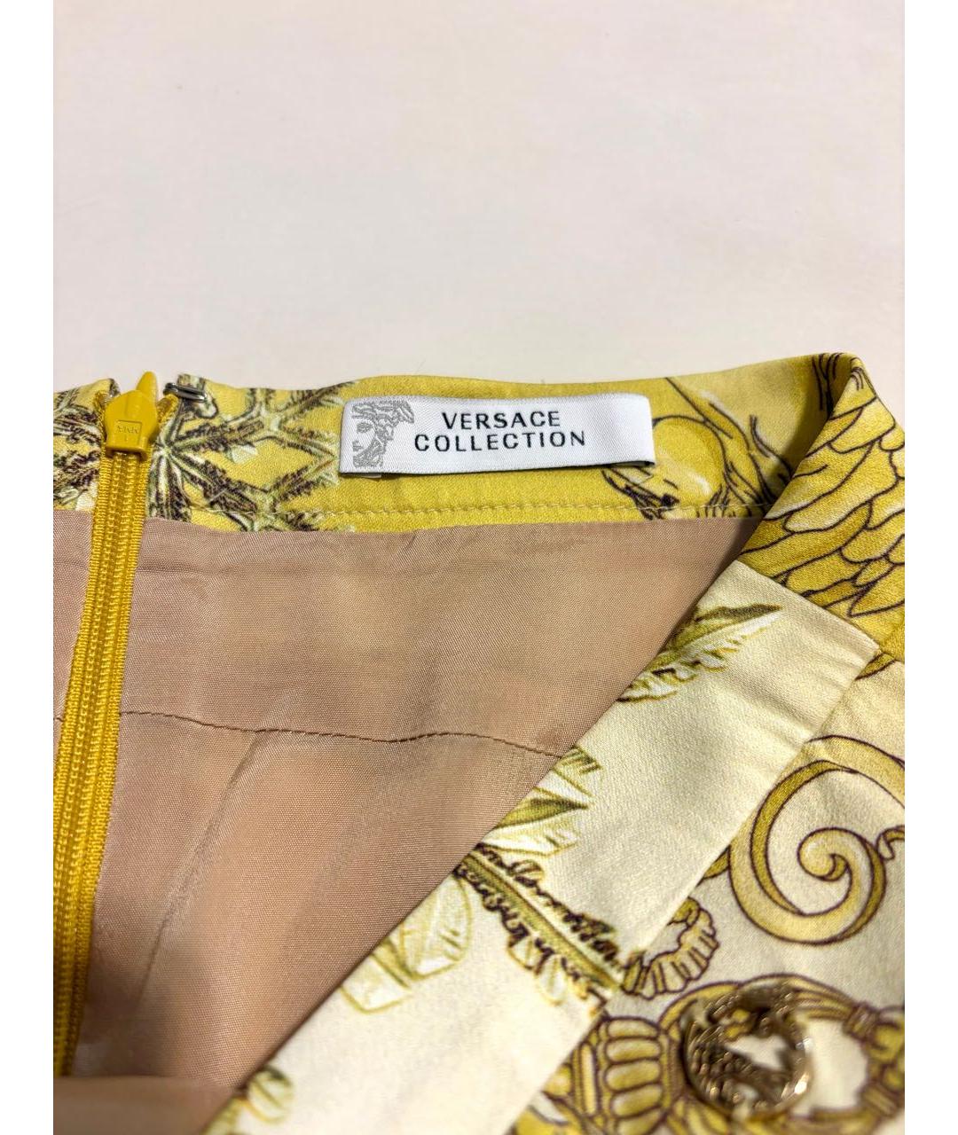 VERSACE COLLECTION Желтая креповая юбка мини, фото 4