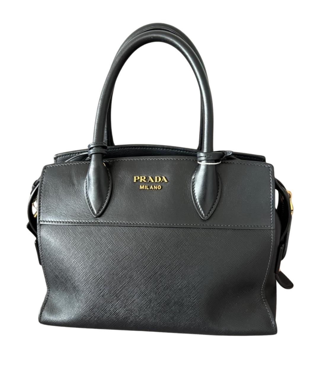 PRADA Черная кожаная сумка с короткими ручками, фото 1