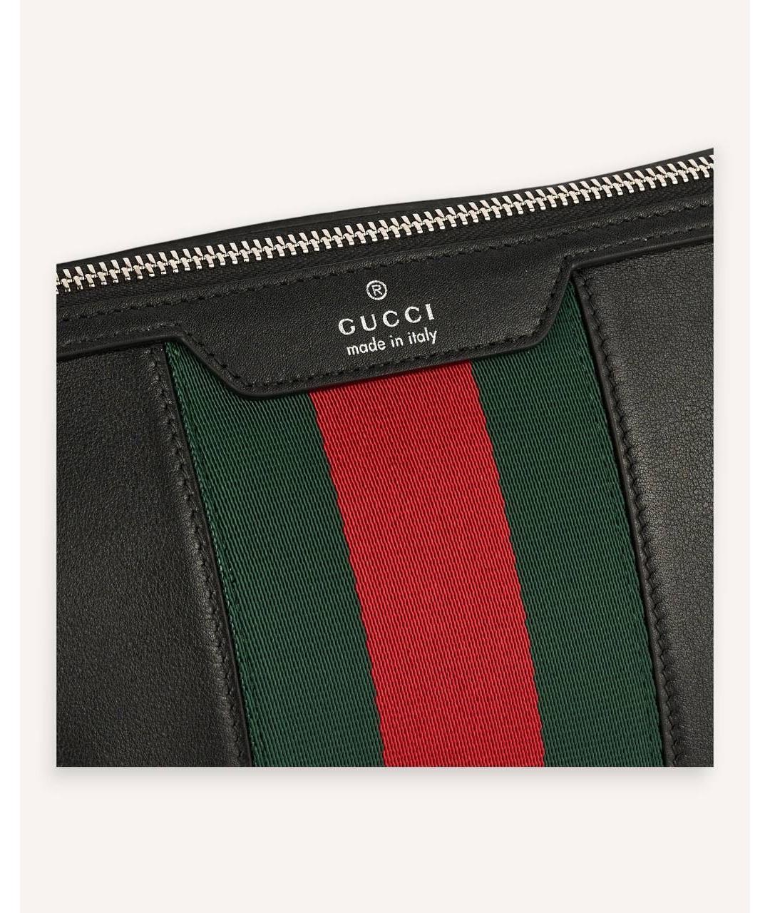 GUCCI Черная кожаная барсетка, фото 3