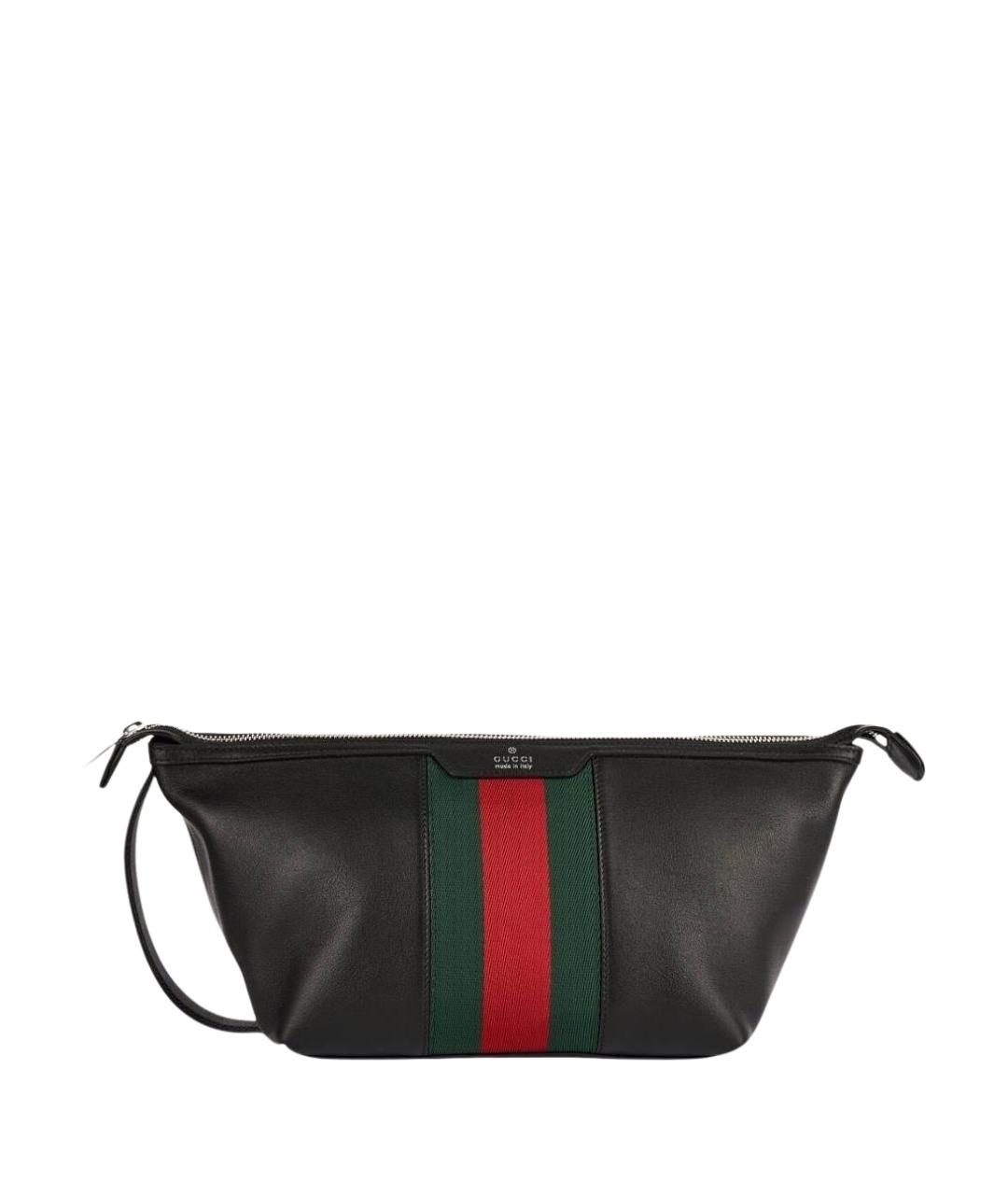 GUCCI Черная кожаная барсетка, фото 1