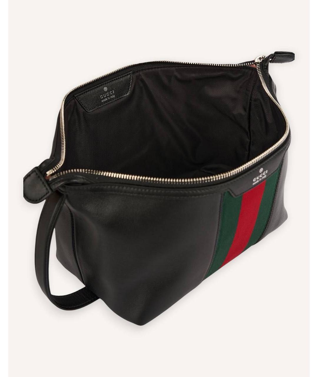 GUCCI Черная кожаная барсетка, фото 5