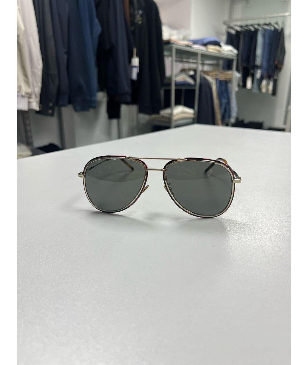 SAINT LAURENT Золотые металлические солнцезащитные очки, фото 5