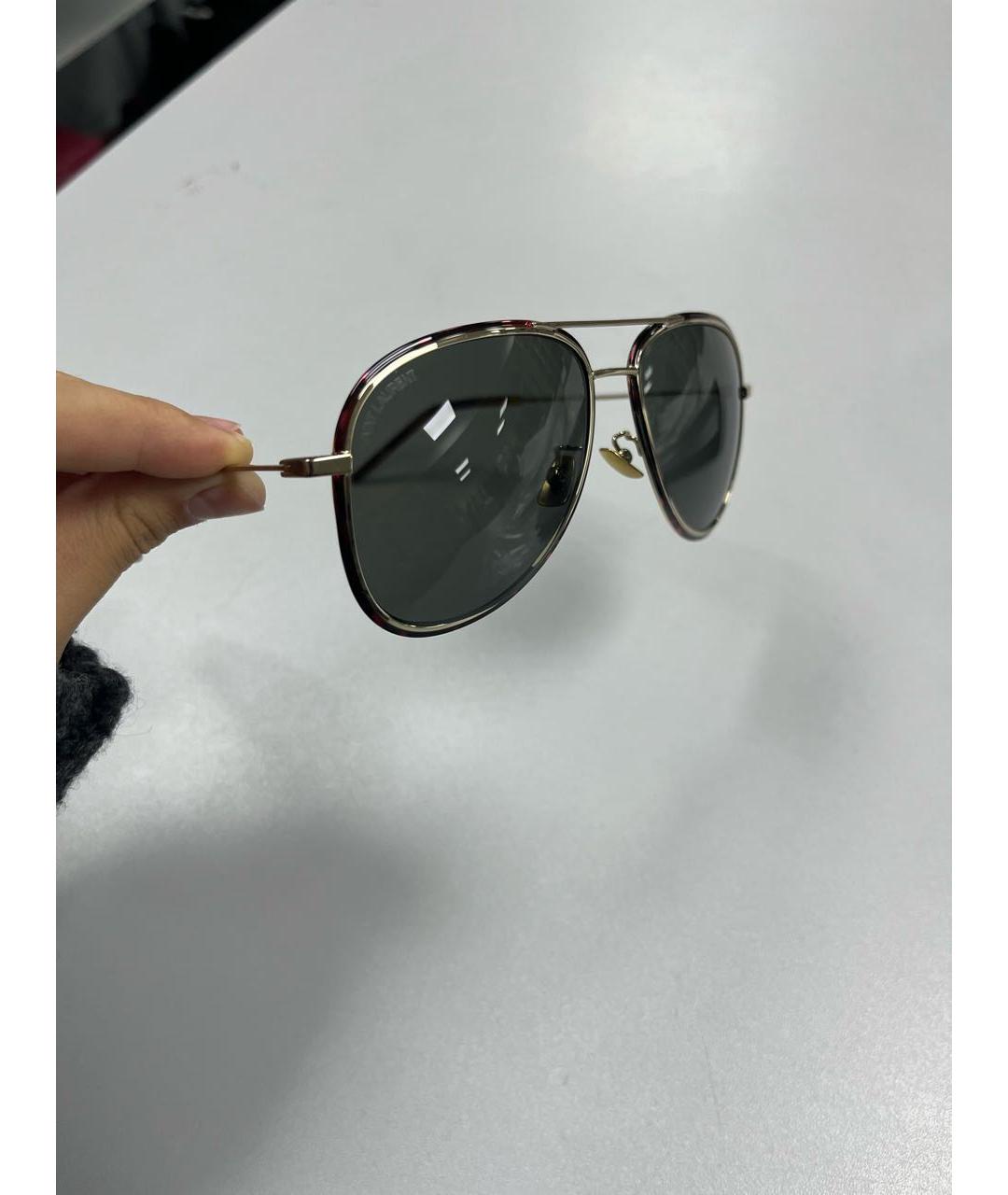 SAINT LAURENT Золотые металлические солнцезащитные очки, фото 3