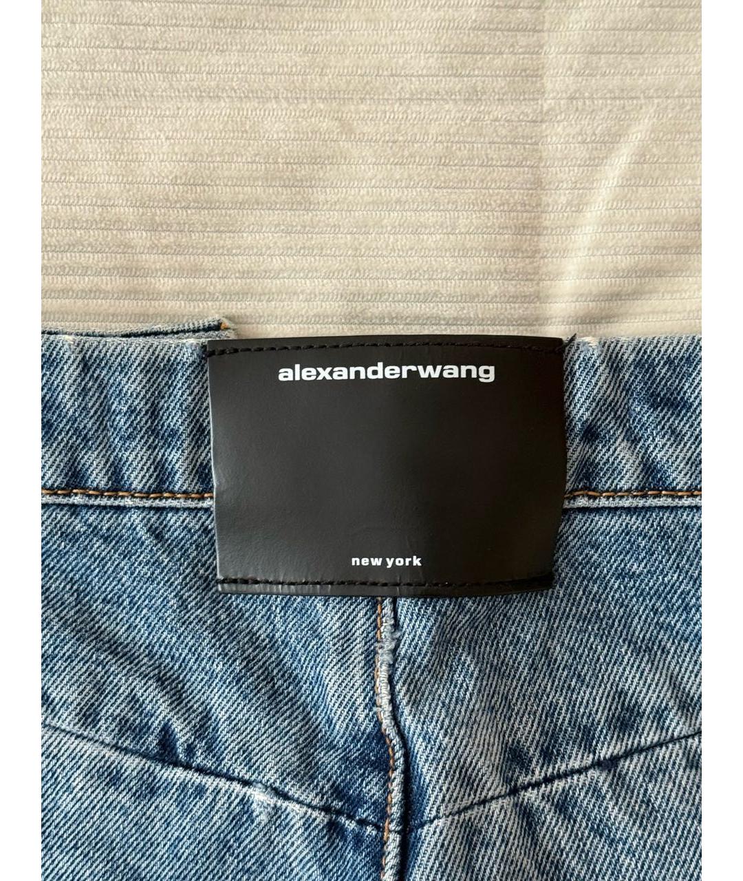 ALEXANDER WANG Синяя хлопковая юбка мини, фото 4