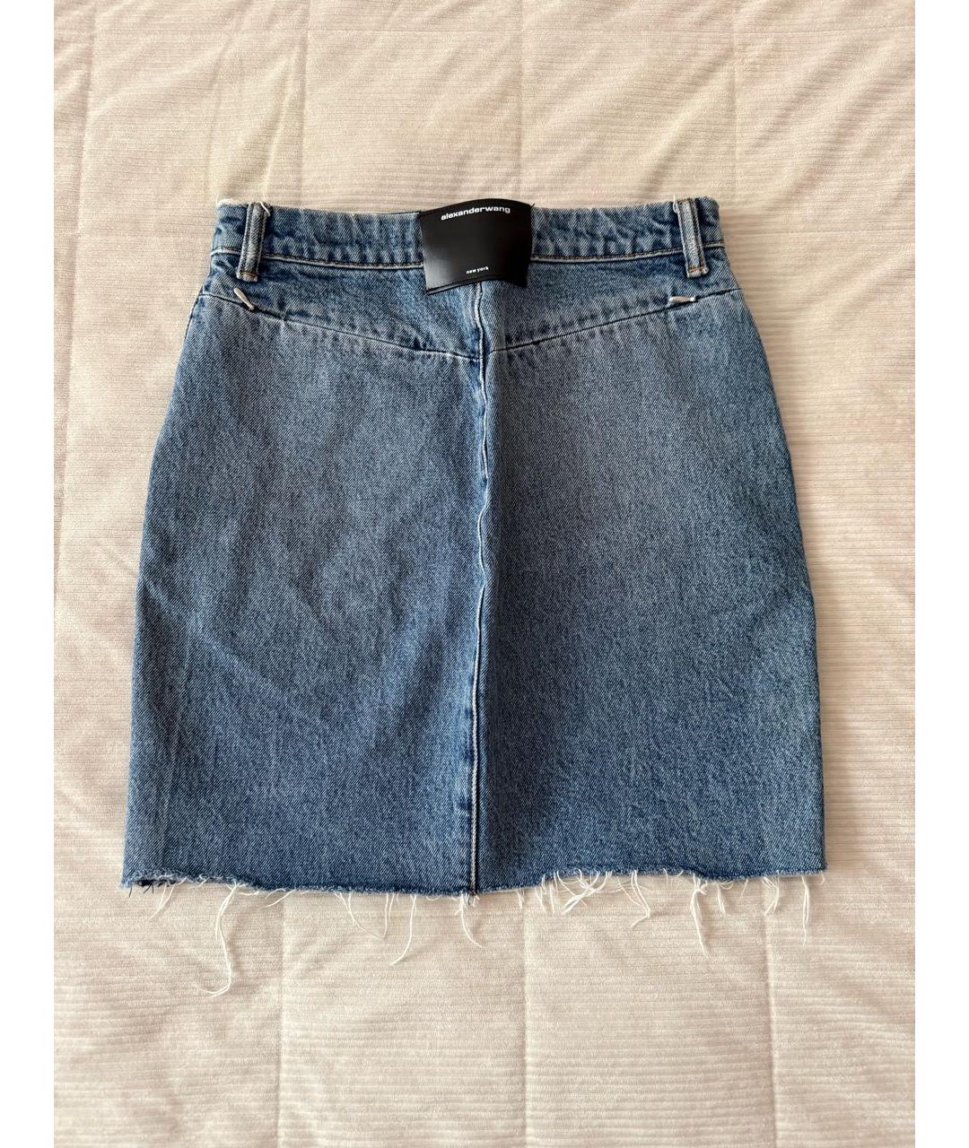 ALEXANDER WANG Синяя хлопковая юбка мини, фото 2