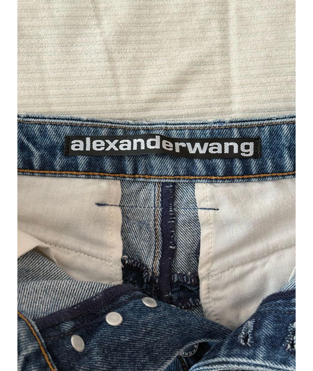 ALEXANDER WANG Синяя хлопковая юбка мини, фото 3