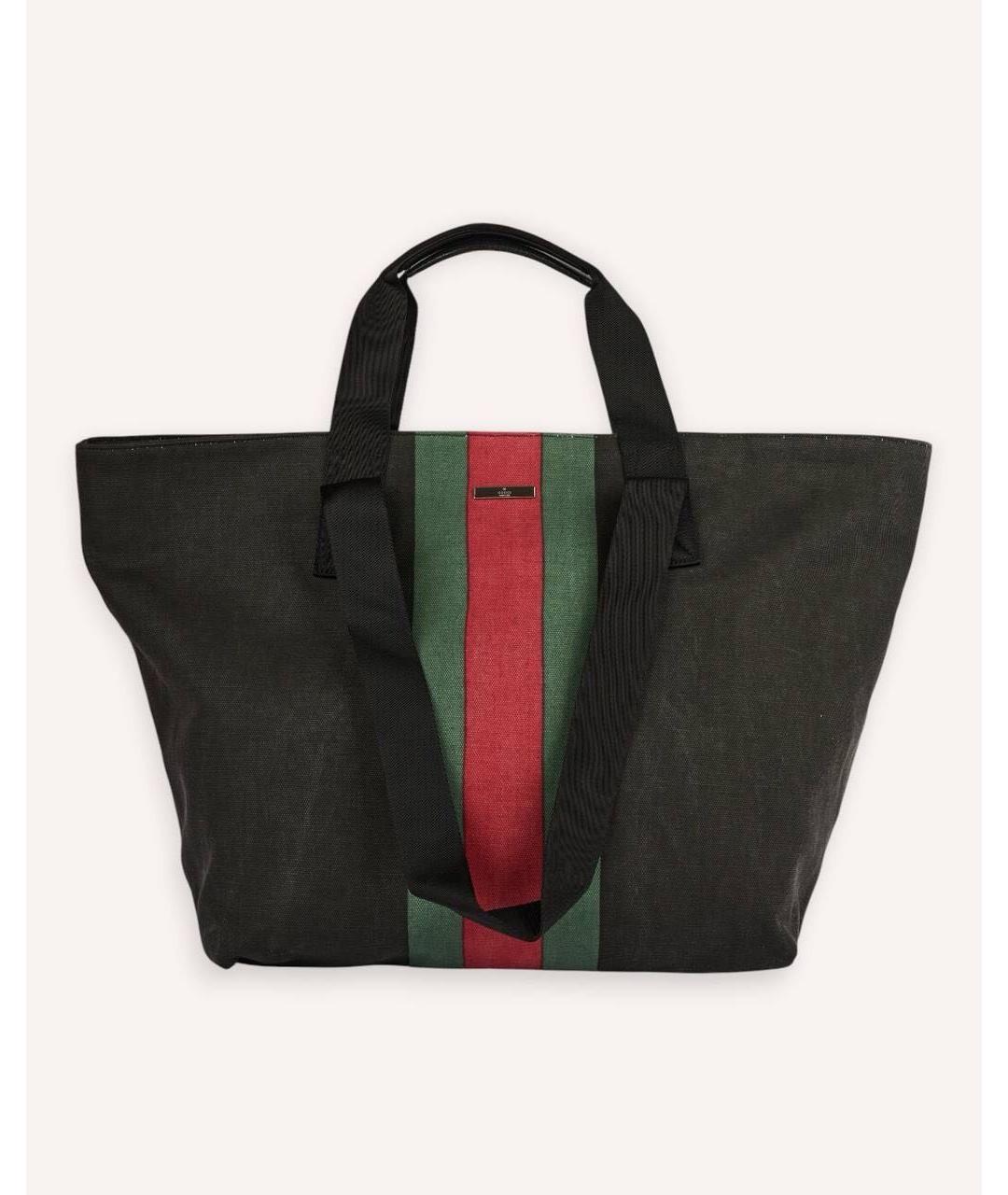 GUCCI Черная тканевая сумка тоут, фото 7
