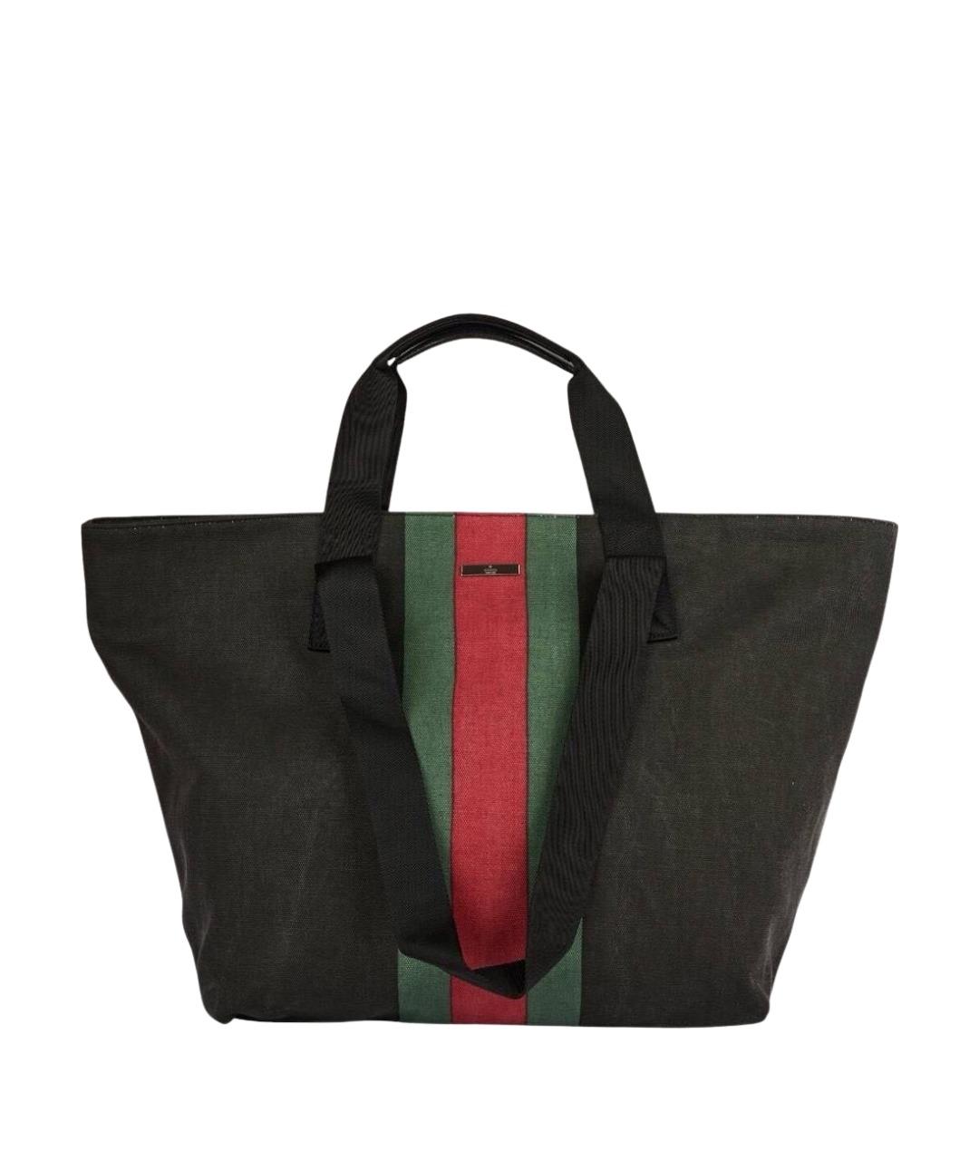 GUCCI Черная тканевая сумка тоут, фото 1