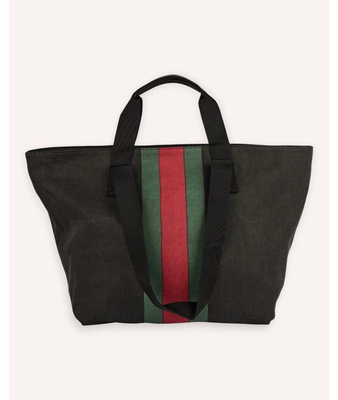 GUCCI Черная тканевая сумка тоут, фото 3