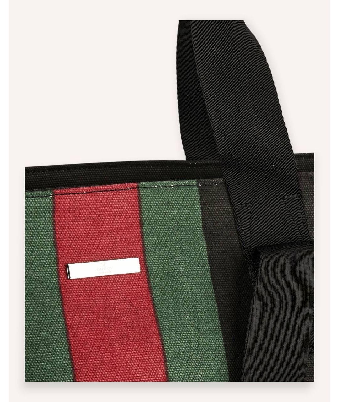 GUCCI Черная тканевая сумка тоут, фото 5