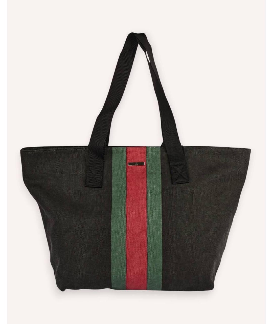 GUCCI Черная тканевая сумка тоут, фото 4